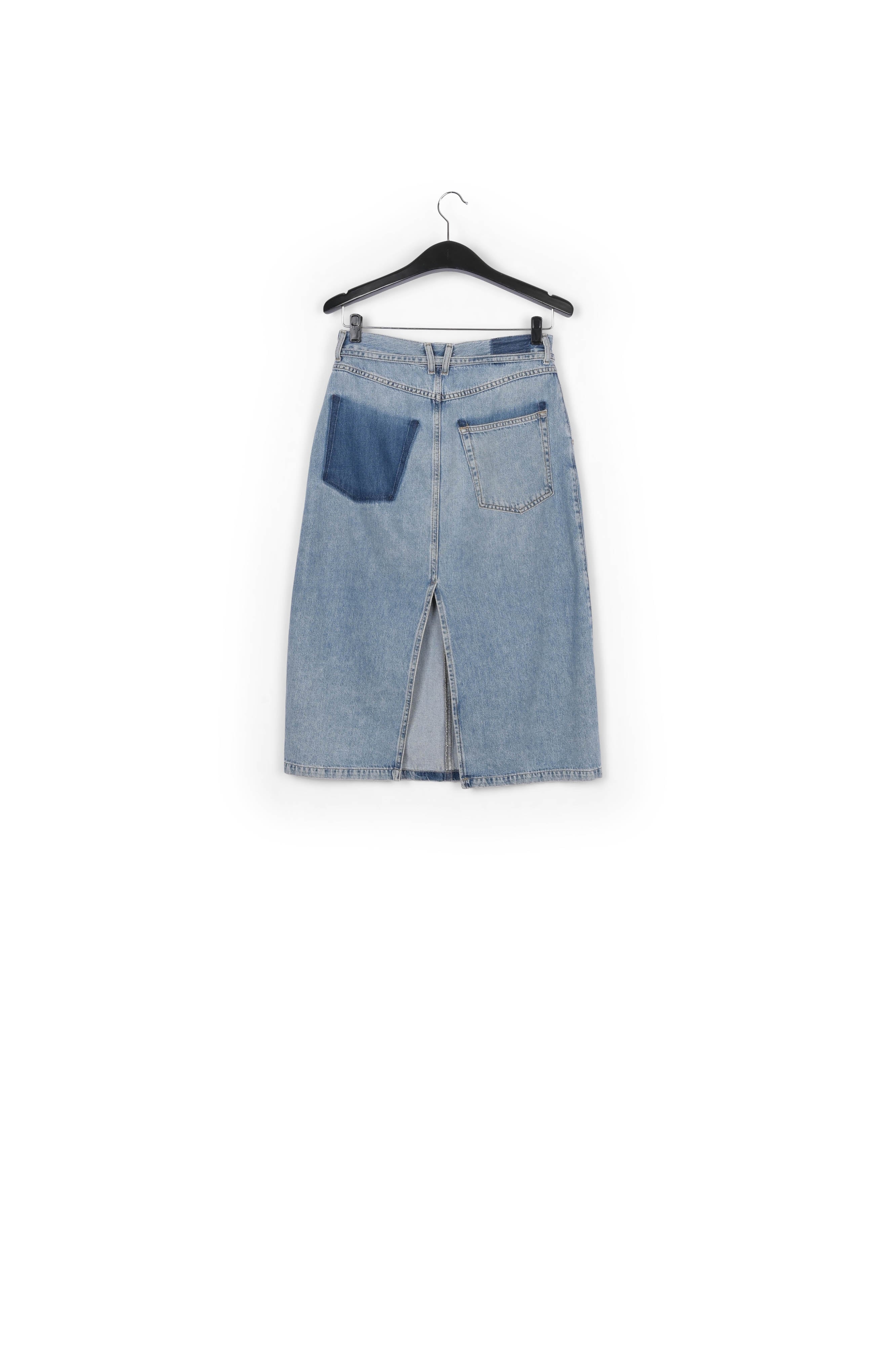 Jupe A à taille haute en denim bleu RE—SSENTIEL | Essentiel second hand