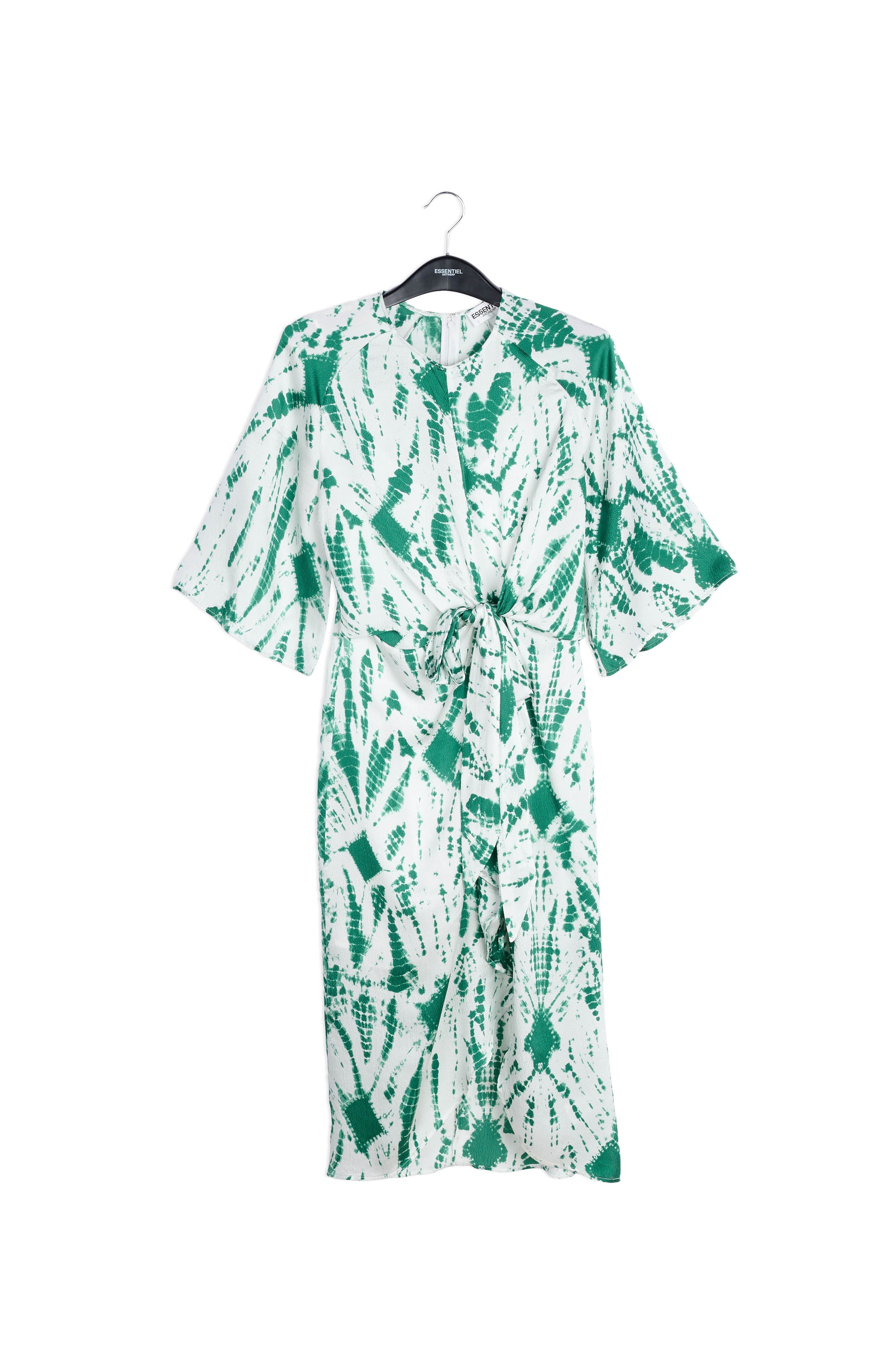 Off-white and green tie-dyed silk midi dress RE—SSENTIEL | Essentiel second hand