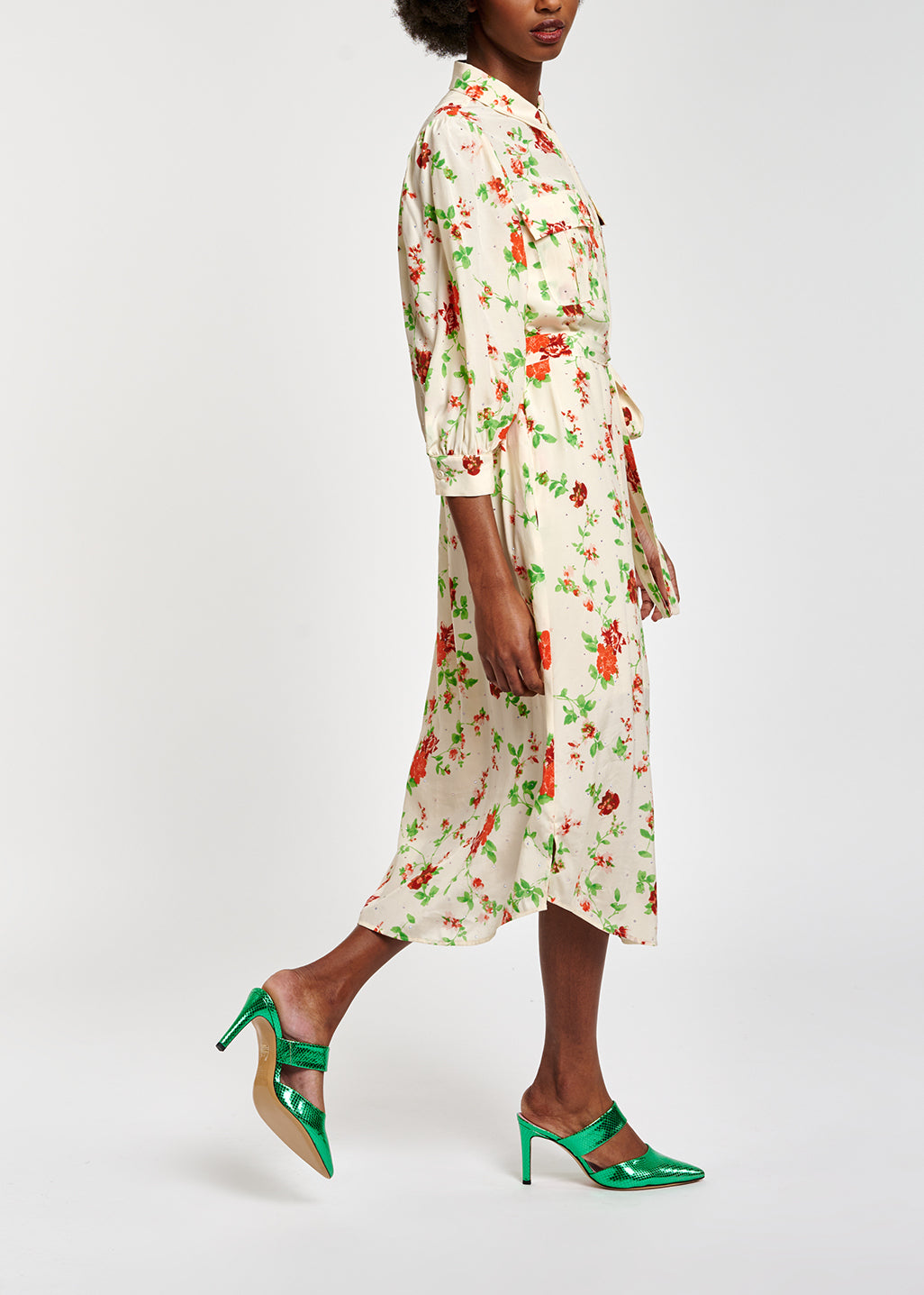 Robe chemise blanc cassé à imprimé fleuri RE—SSENTIEL | Essentiel second hand