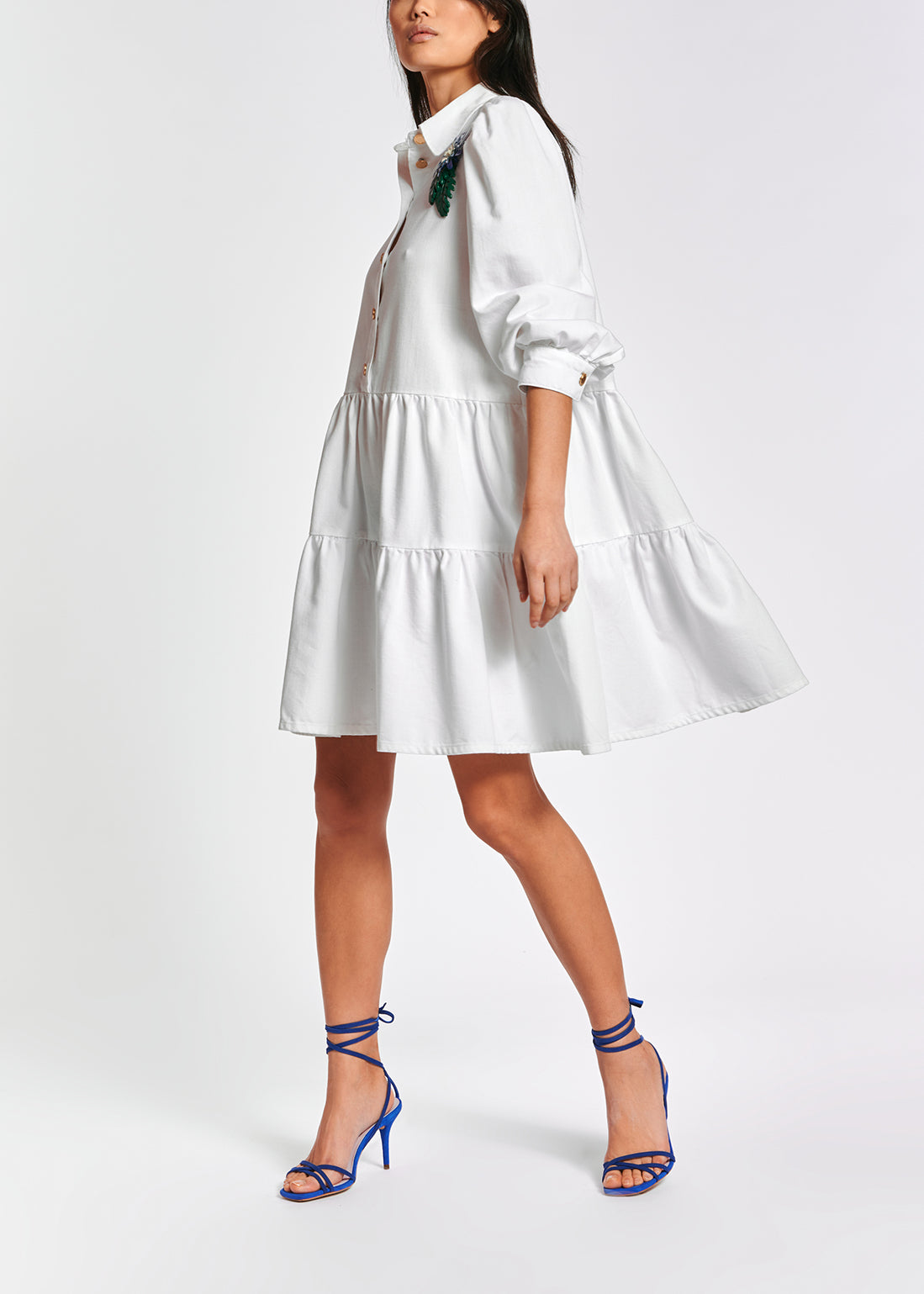 White denim A-line mini dress RE—SSENTIEL | Essentiel second hand