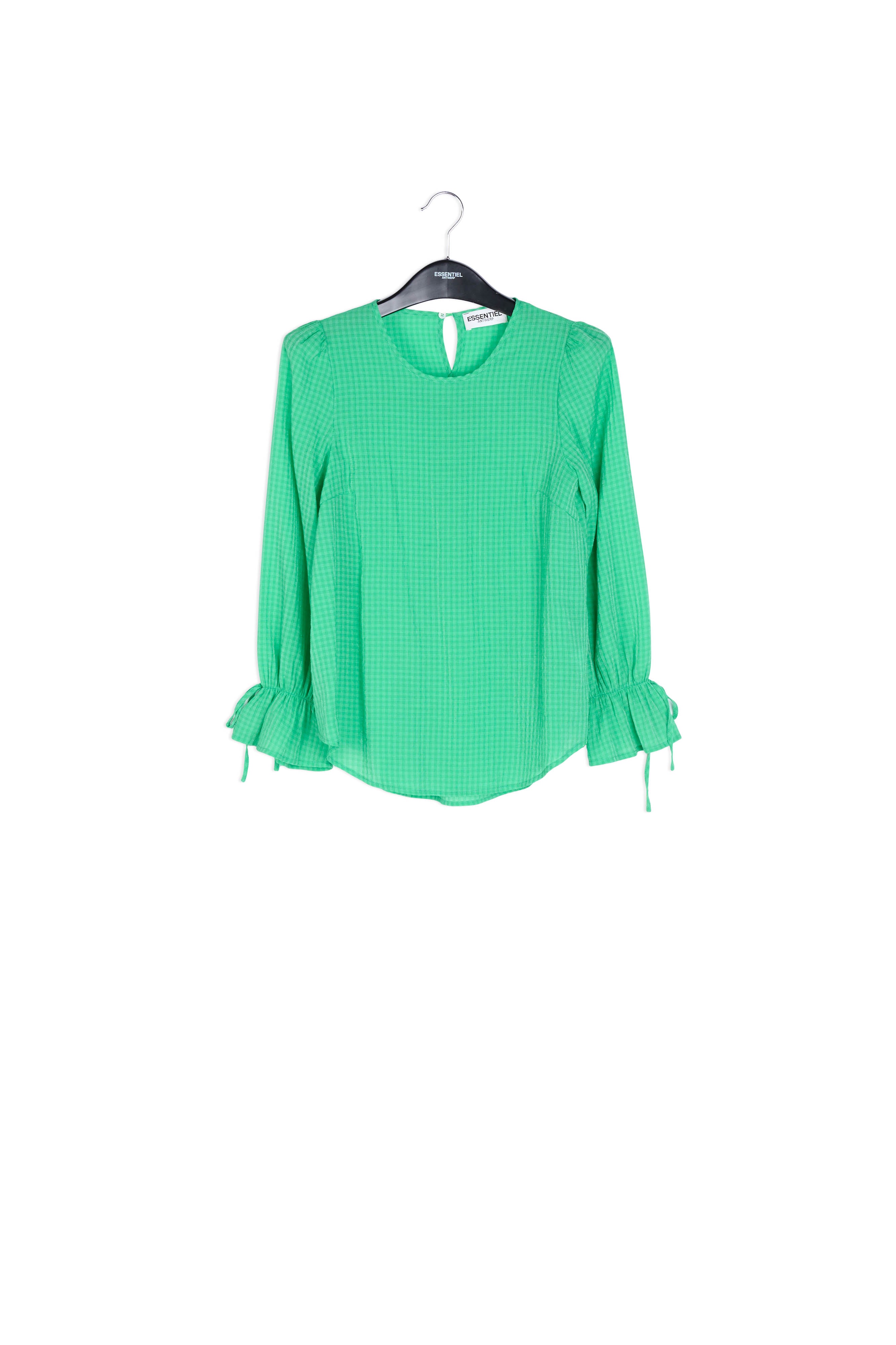 Green top with puffled sleeves and drawstring cuffs RE—SSENTIEL | Essentiel second hand