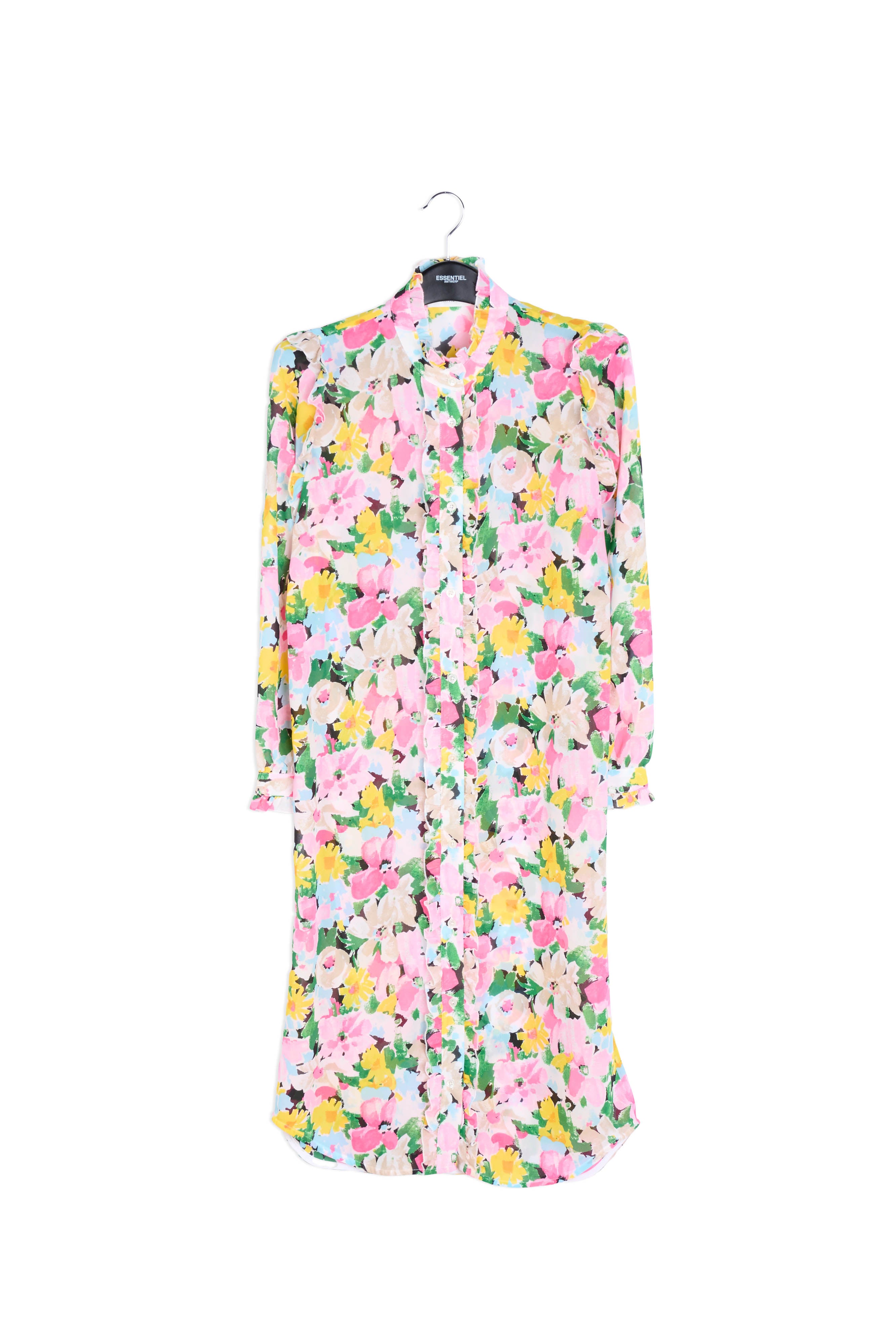 Colorful floral ruffle-detailed shirt dress RE—SSENTIEL | Essentiel second hand