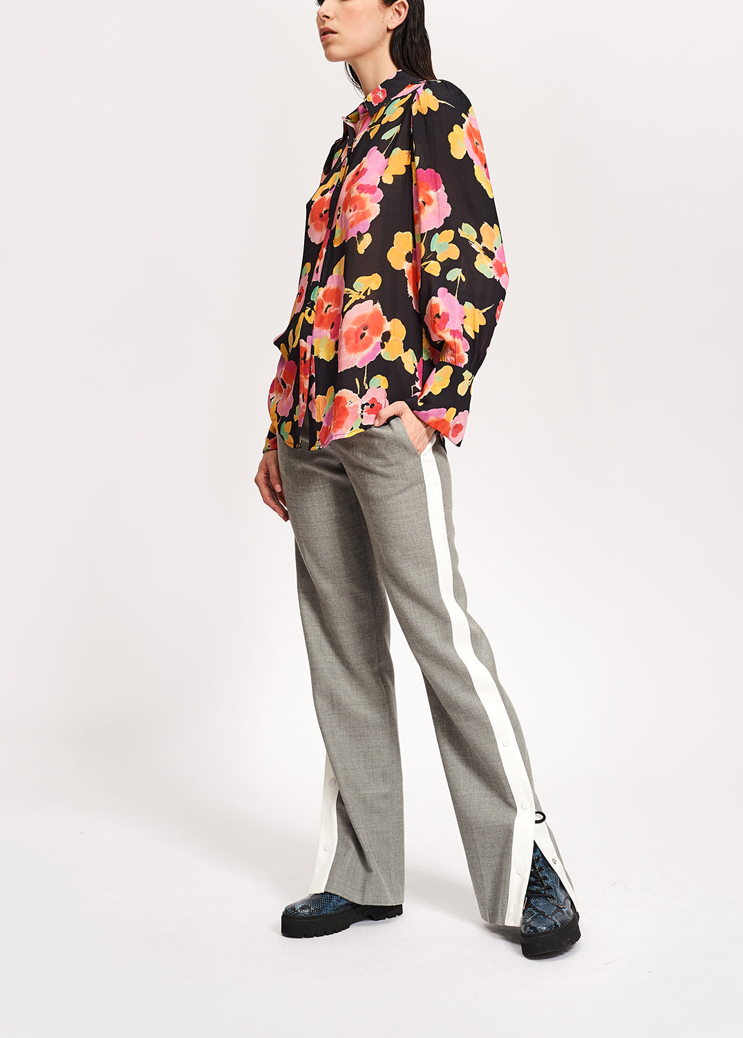 Black floral-print shirt RE—SSENTIEL | Essentiel second hand