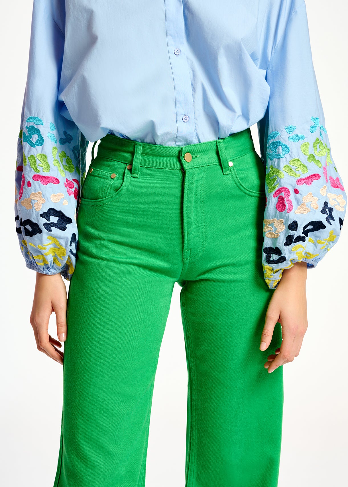 Green denim straight-leg jeans RE—SSENTIEL | Essentiel second hand