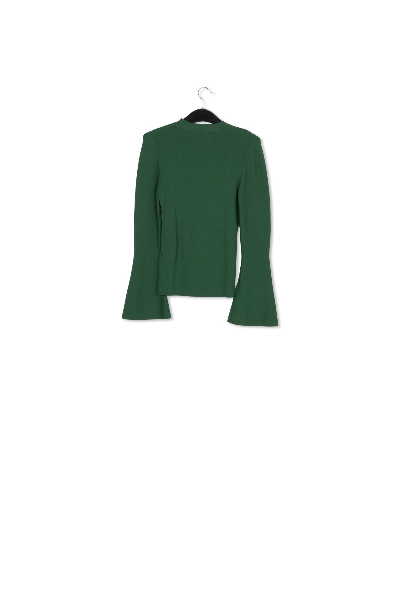 Pull ajusté en tricot vert foncé à manches trompettes RE—SSENTIEL | Essentiel second hand