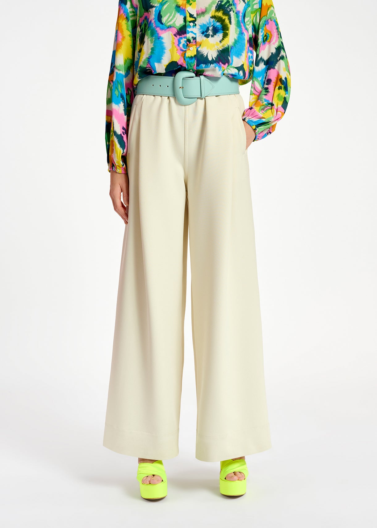 Ecru wide-leg pants RE—SSENTIEL | Essentiel second hand