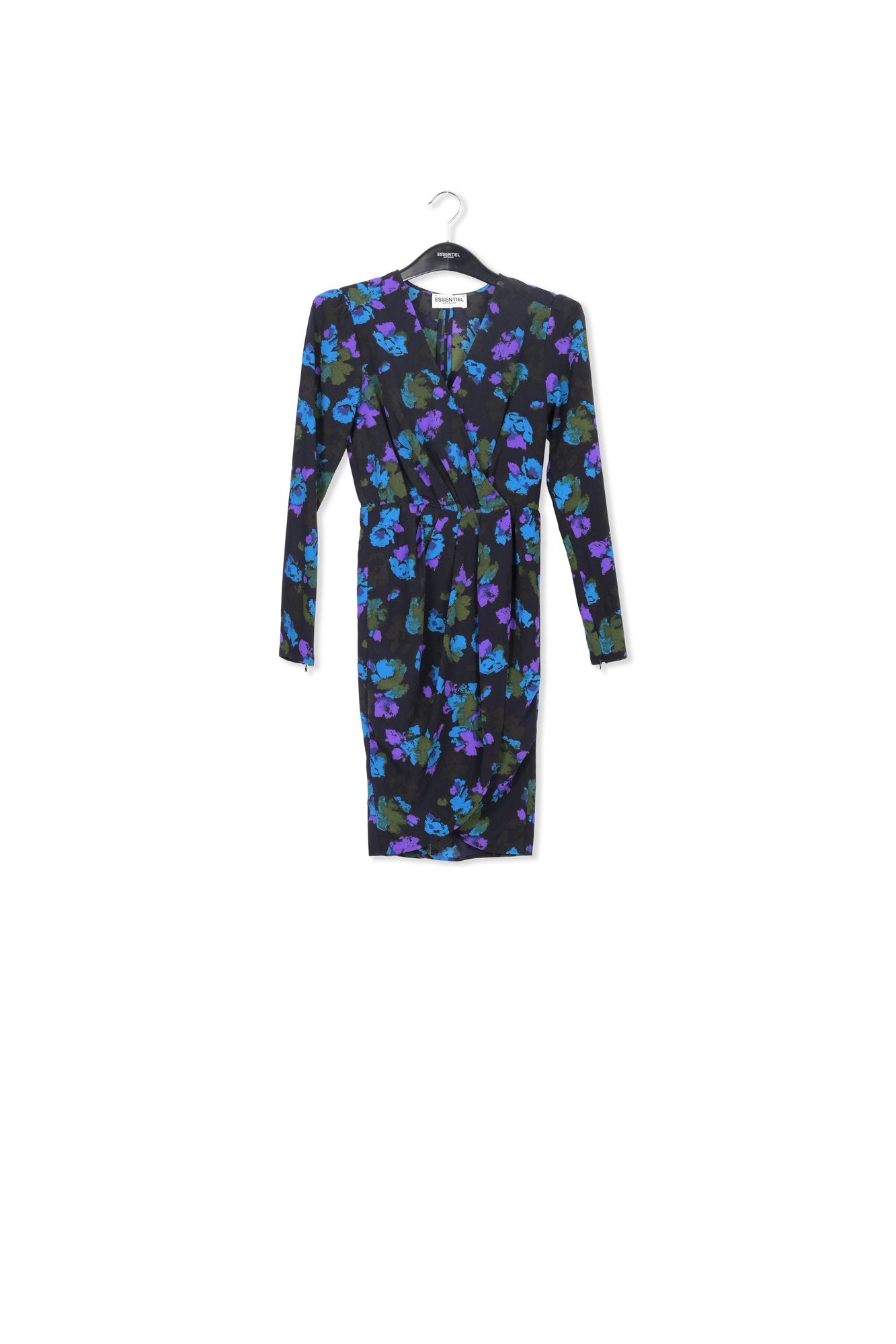 Robe midi cache-coeur noire et rouge RE—SSENTIEL | Essentiel second hand