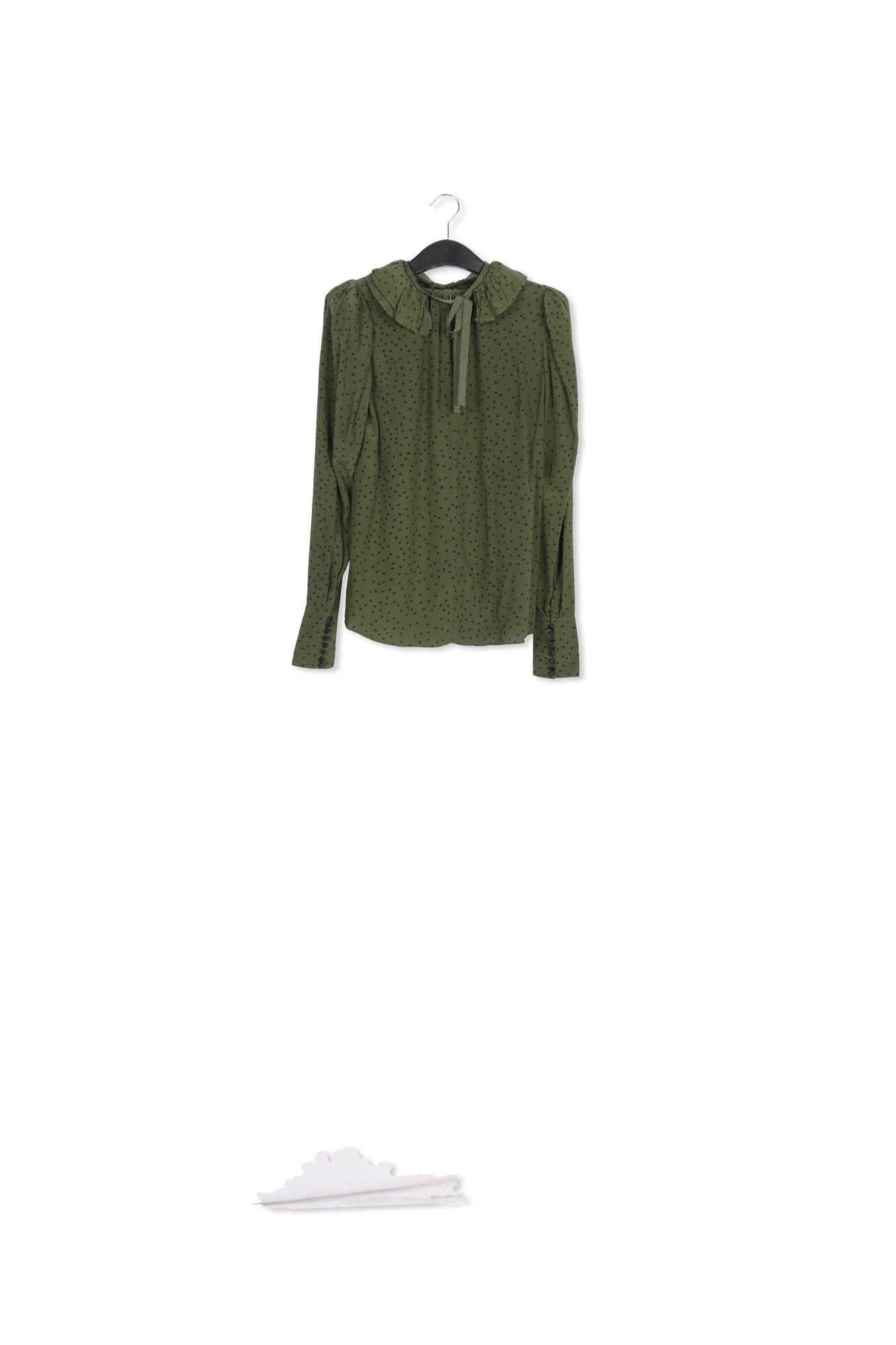 Kakigroene blouse met stippen RE—SSENTIEL | Essentiel second hand