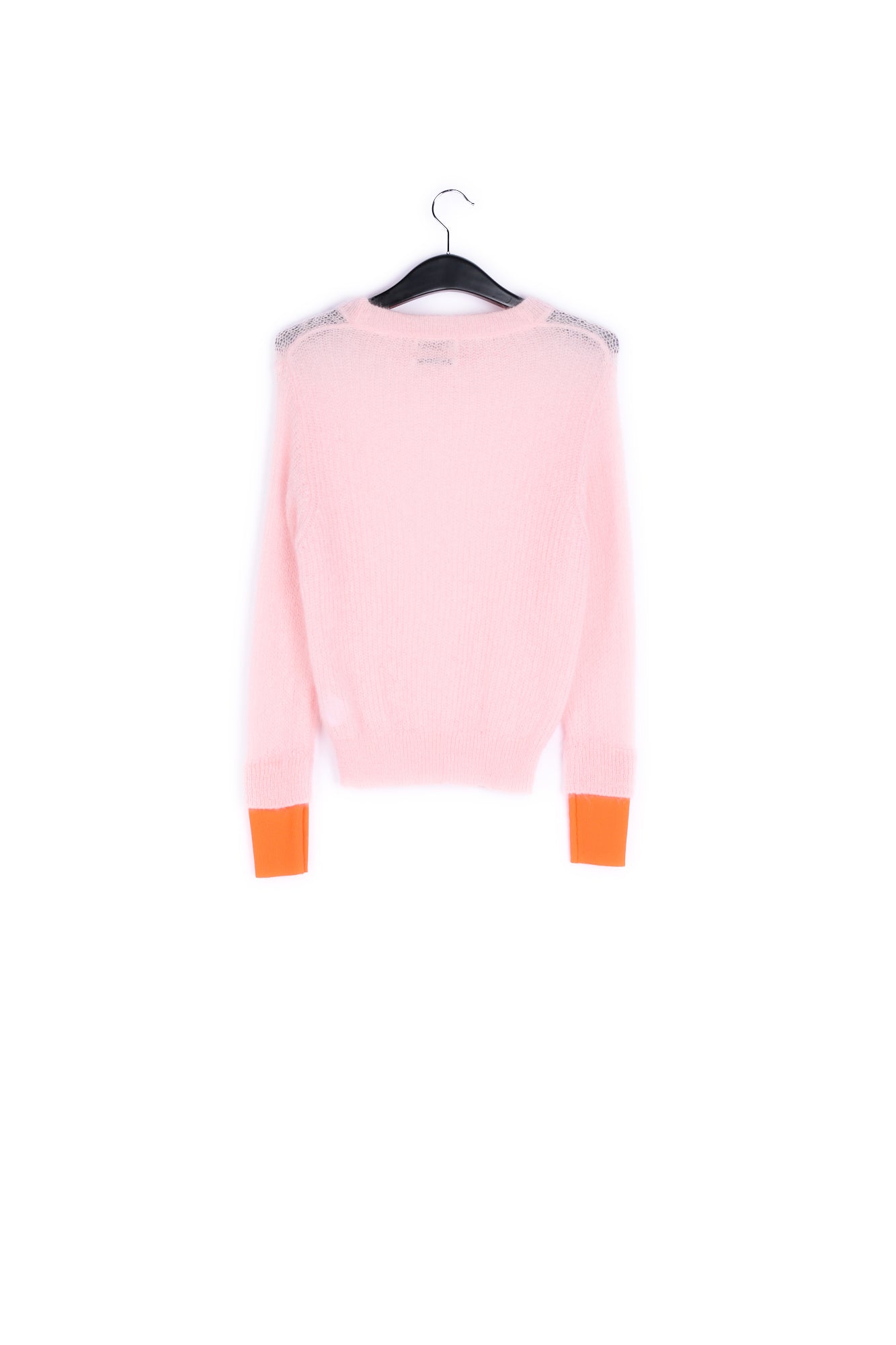 Light pink mohair-blend sweater with neon cuffs RE—SSENTIEL | Essentiel second hand