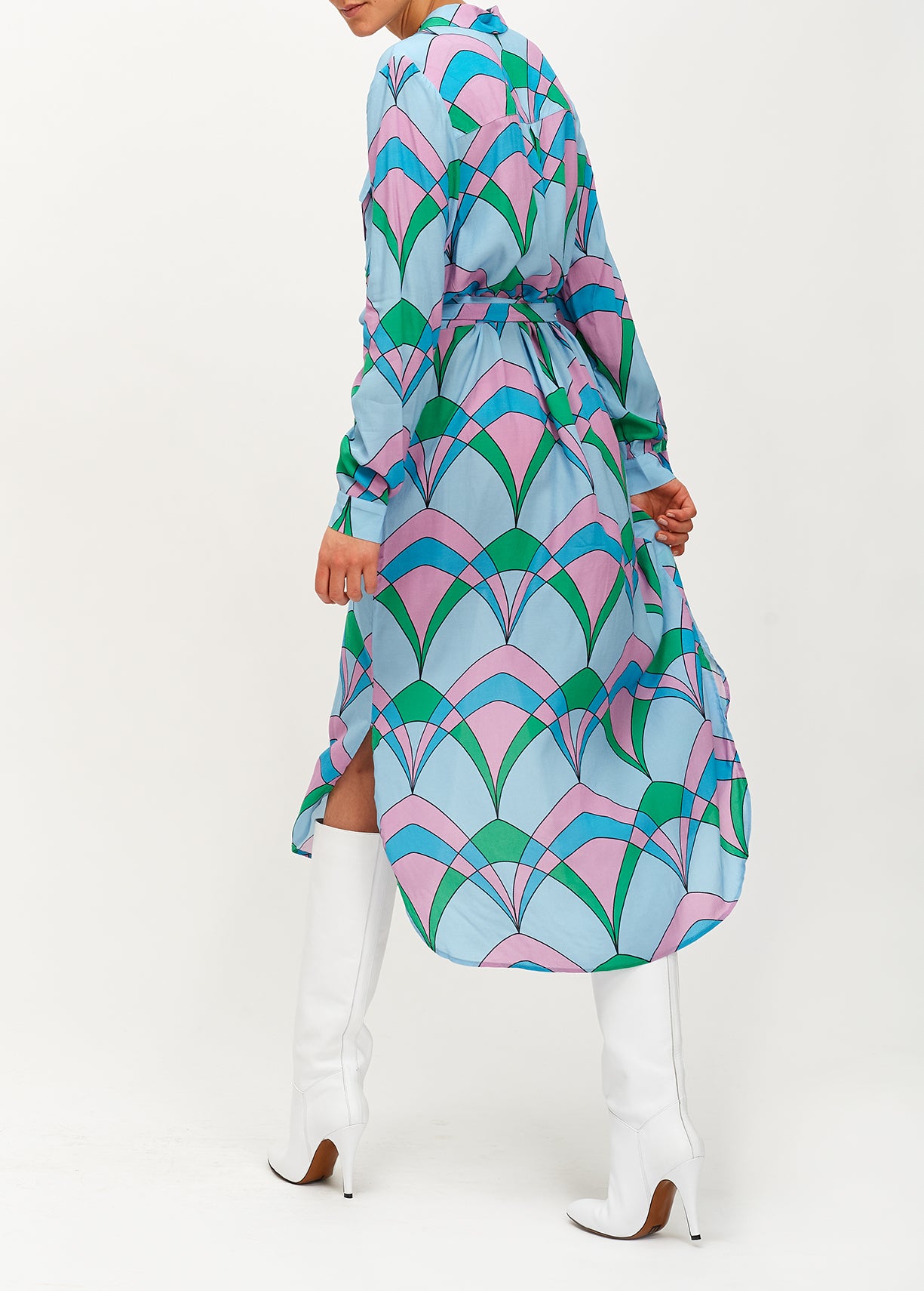 Light blue graphic print shirt dress RE—SSENTIEL | Essentiel second hand