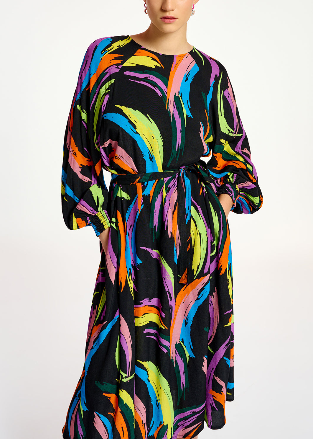 Multicolor abstract print midi-length dress RE—SSENTIEL | Essentiel second hand