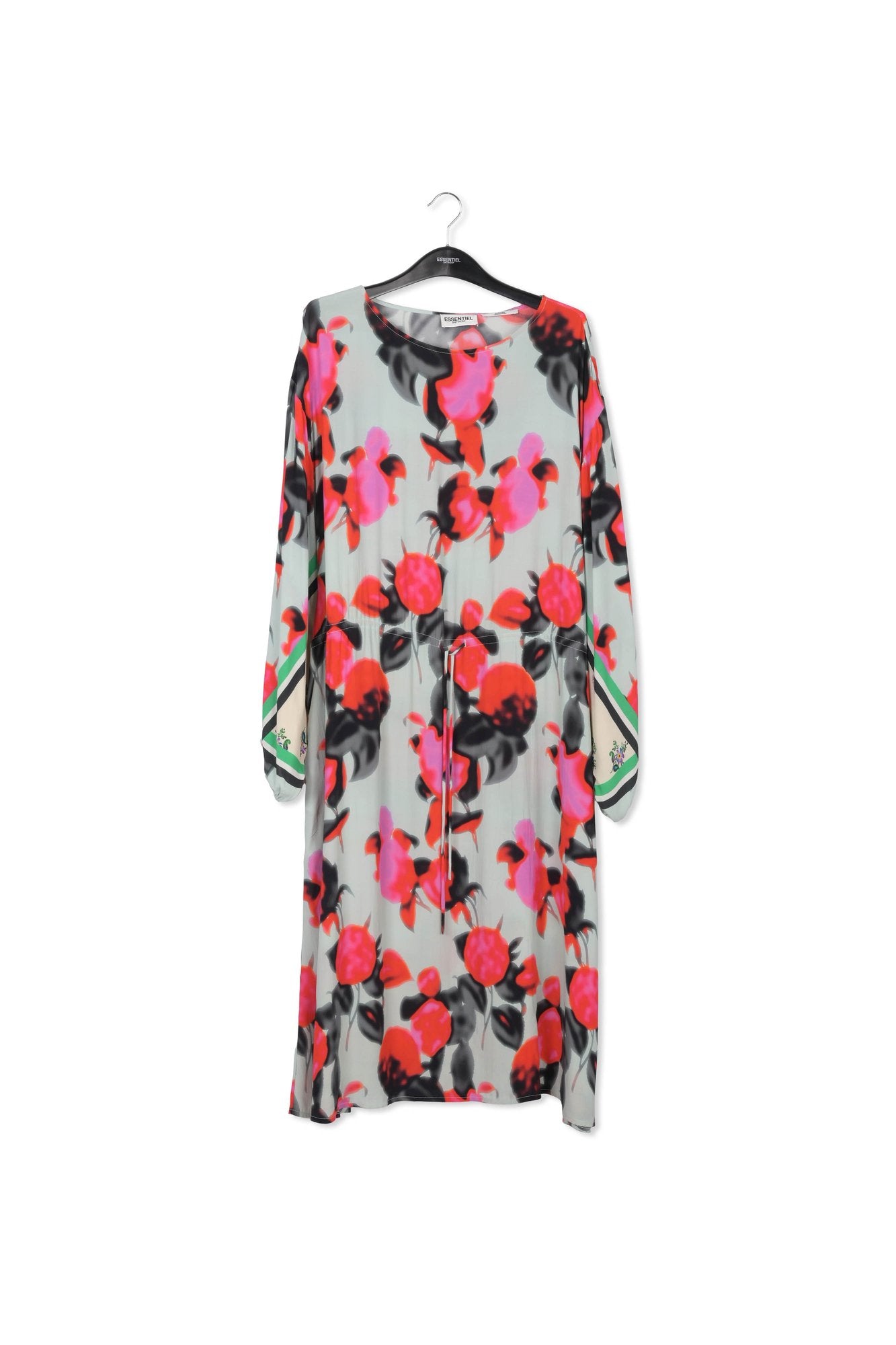 Light blue midi-length dress with floral print RE—SSENTIEL | Essentiel second hand