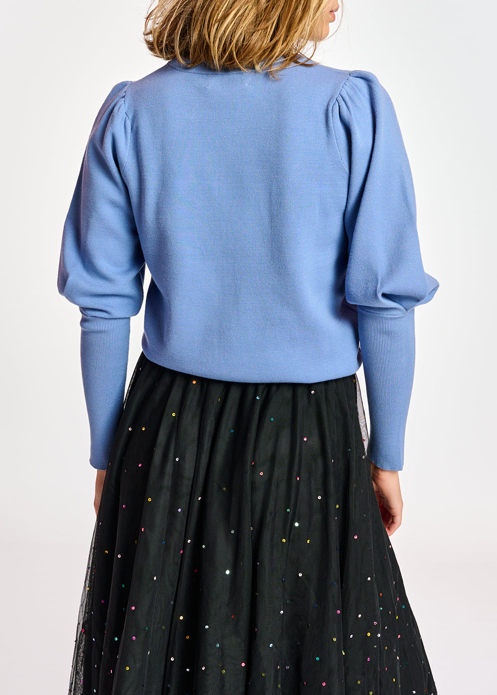 Pull bleu aux épaules bouffantes RE—SSENTIEL | Essentiel second hand