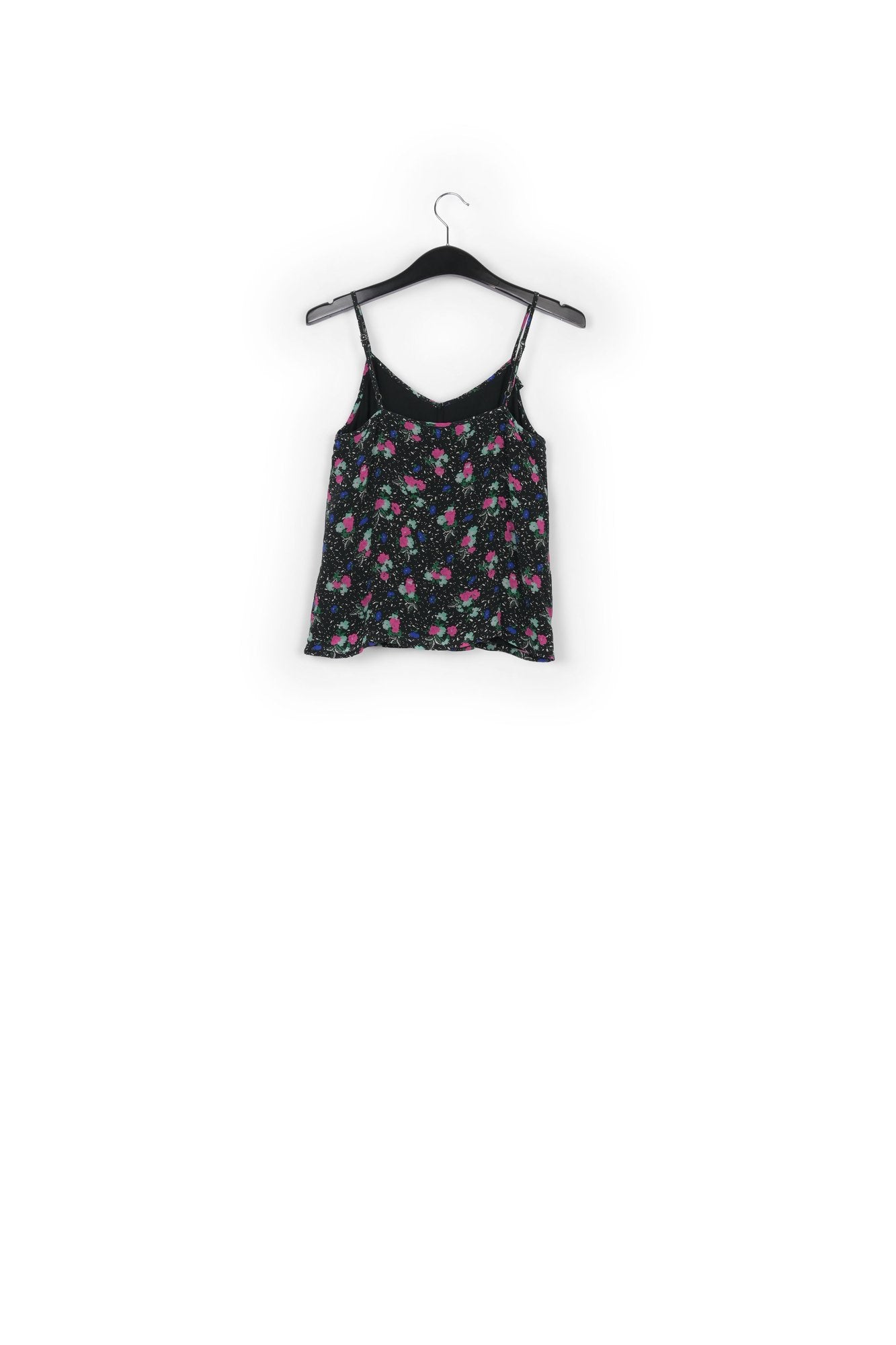 Black floral-print frilled camisole RE—SSENTIEL | Essentiel second hand
