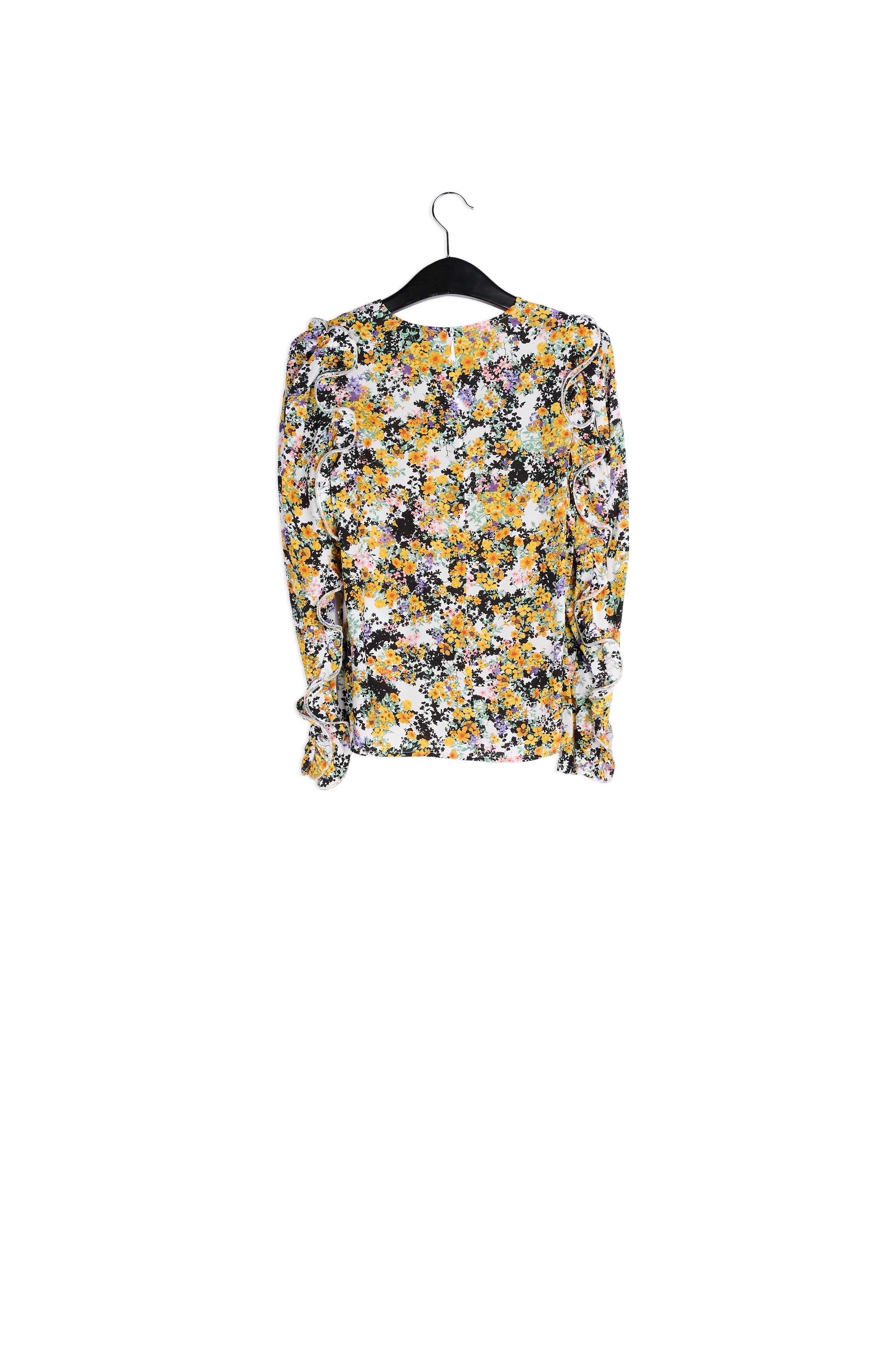 Off-white ruffled floral-print top RE—SSENTIEL | Essentiel second hand