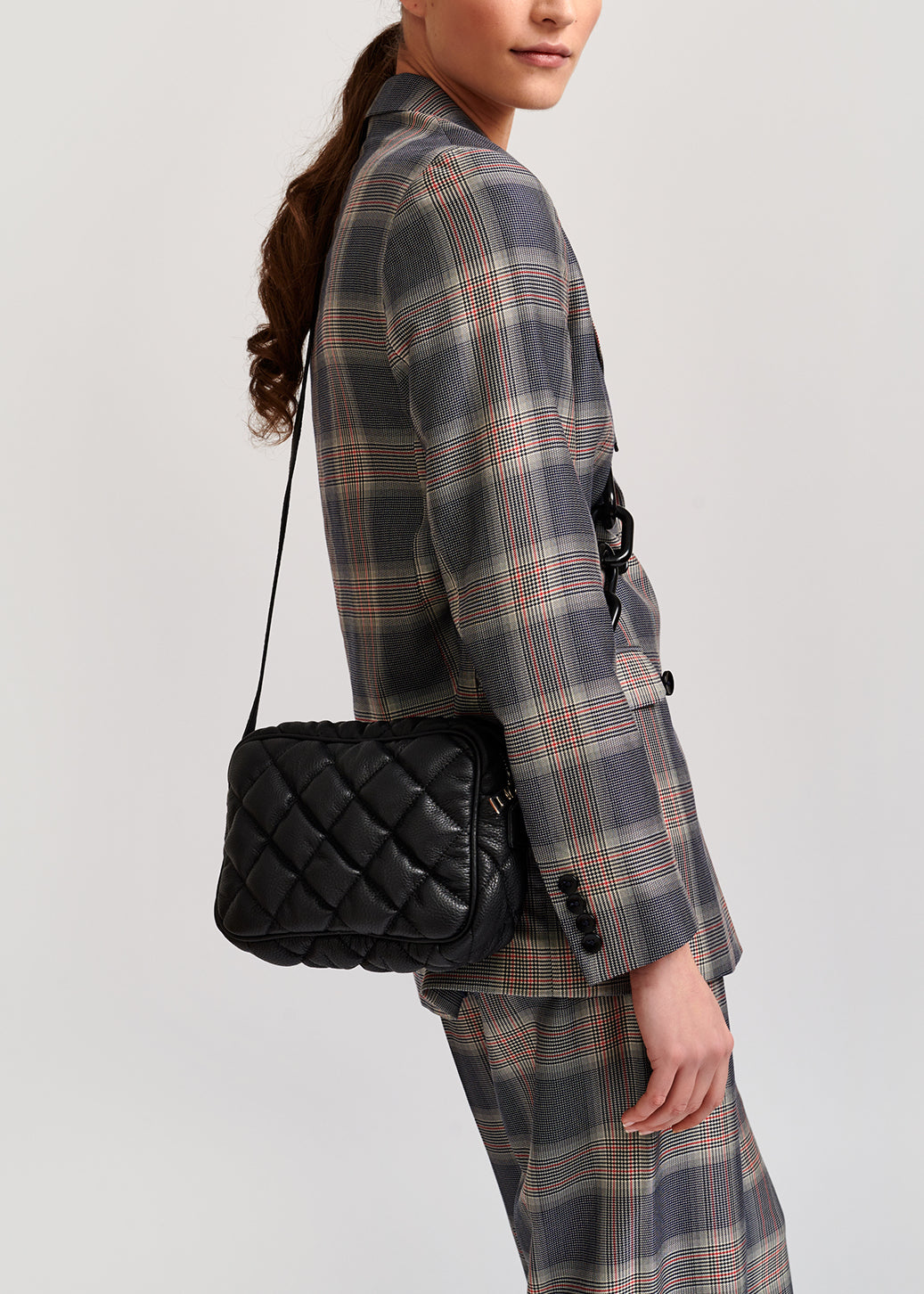 Veste croisée en tartan gris RE—SSENTIEL | Essentiel second hand