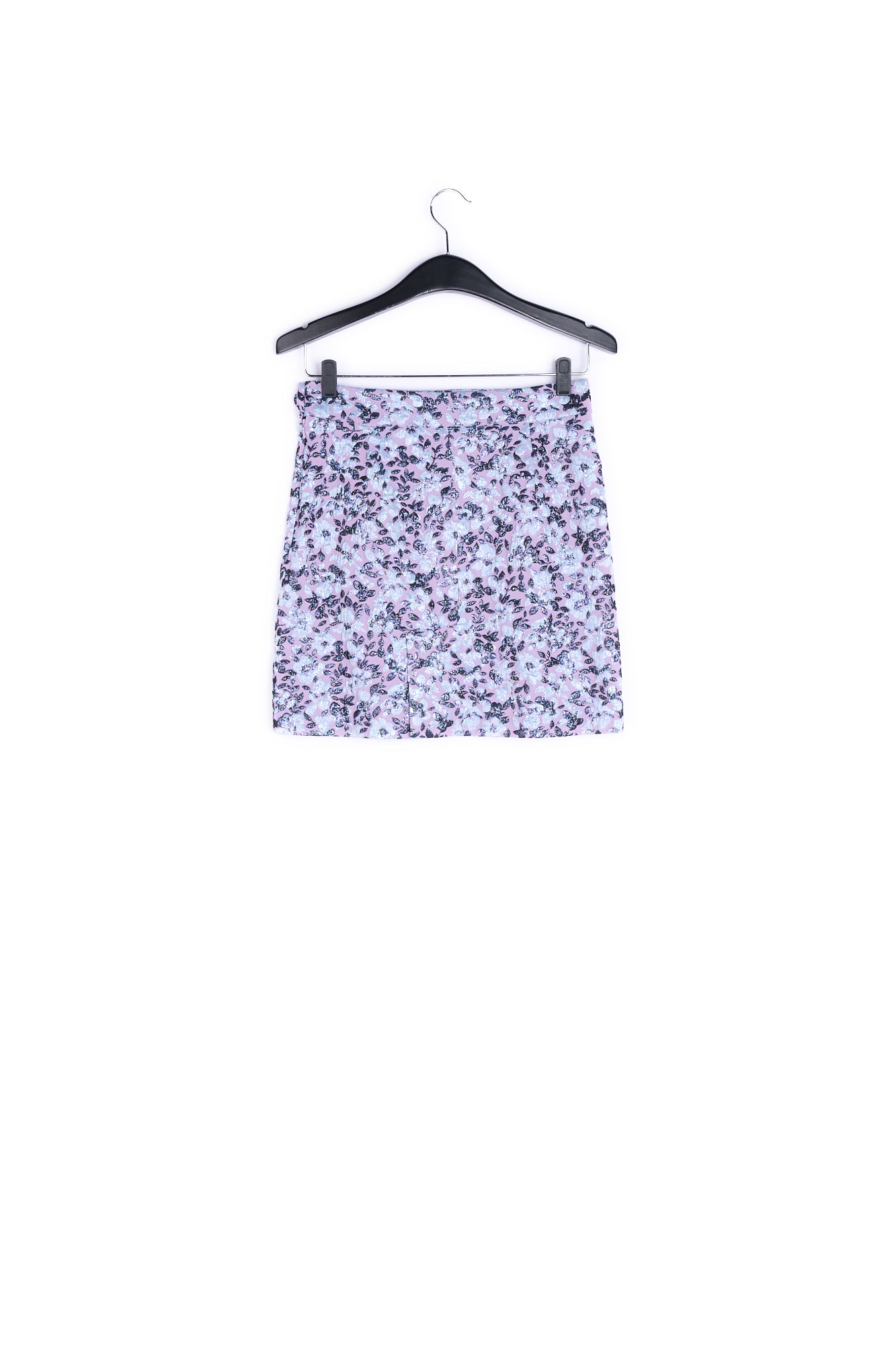 Lilac mini skirt with metallic floral motif RE—SSENTIEL | Essentiel second hand