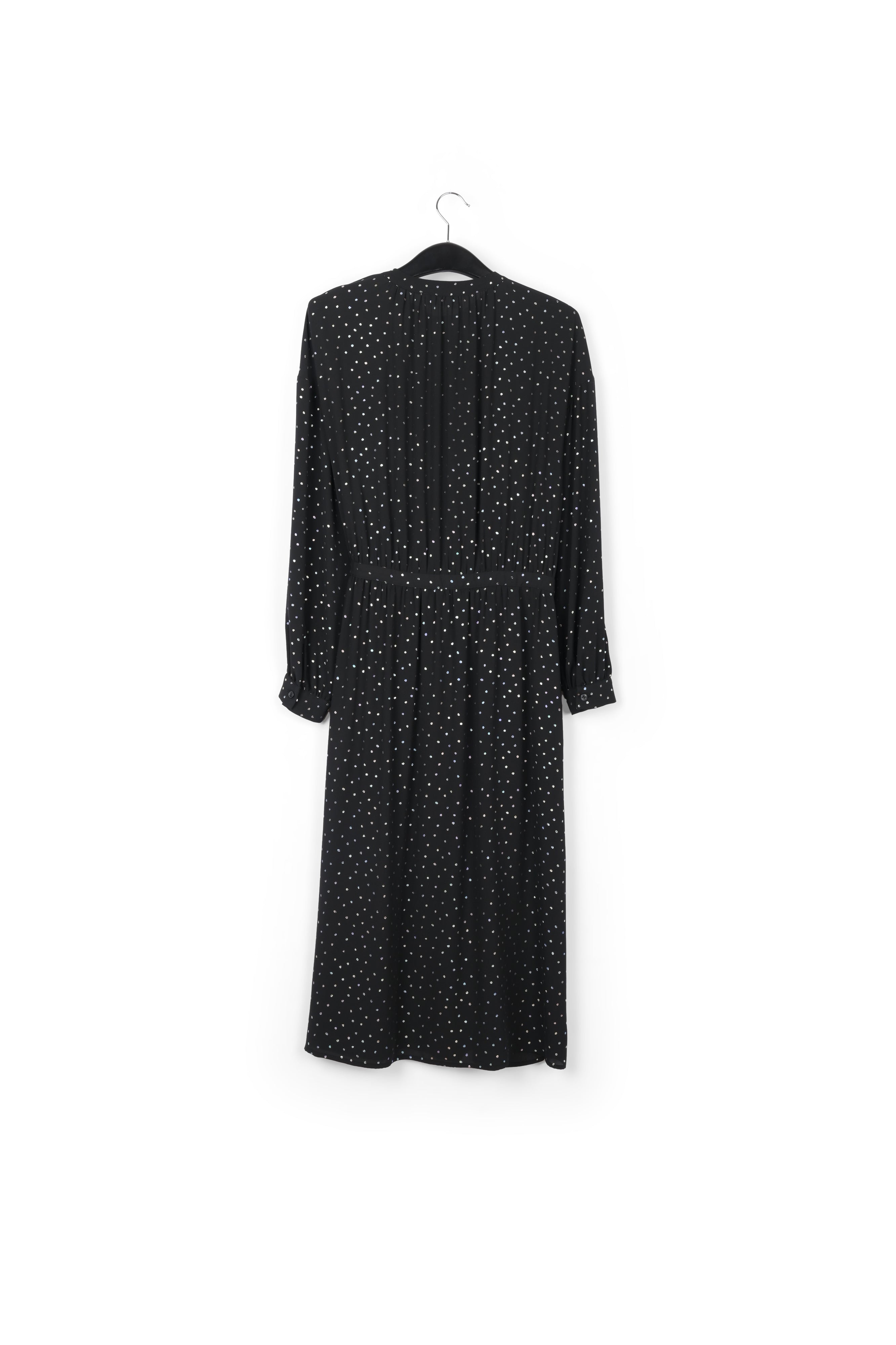 Black belted midi dress with holographic polka dots RE—SSENTIEL | Essentiel second hand