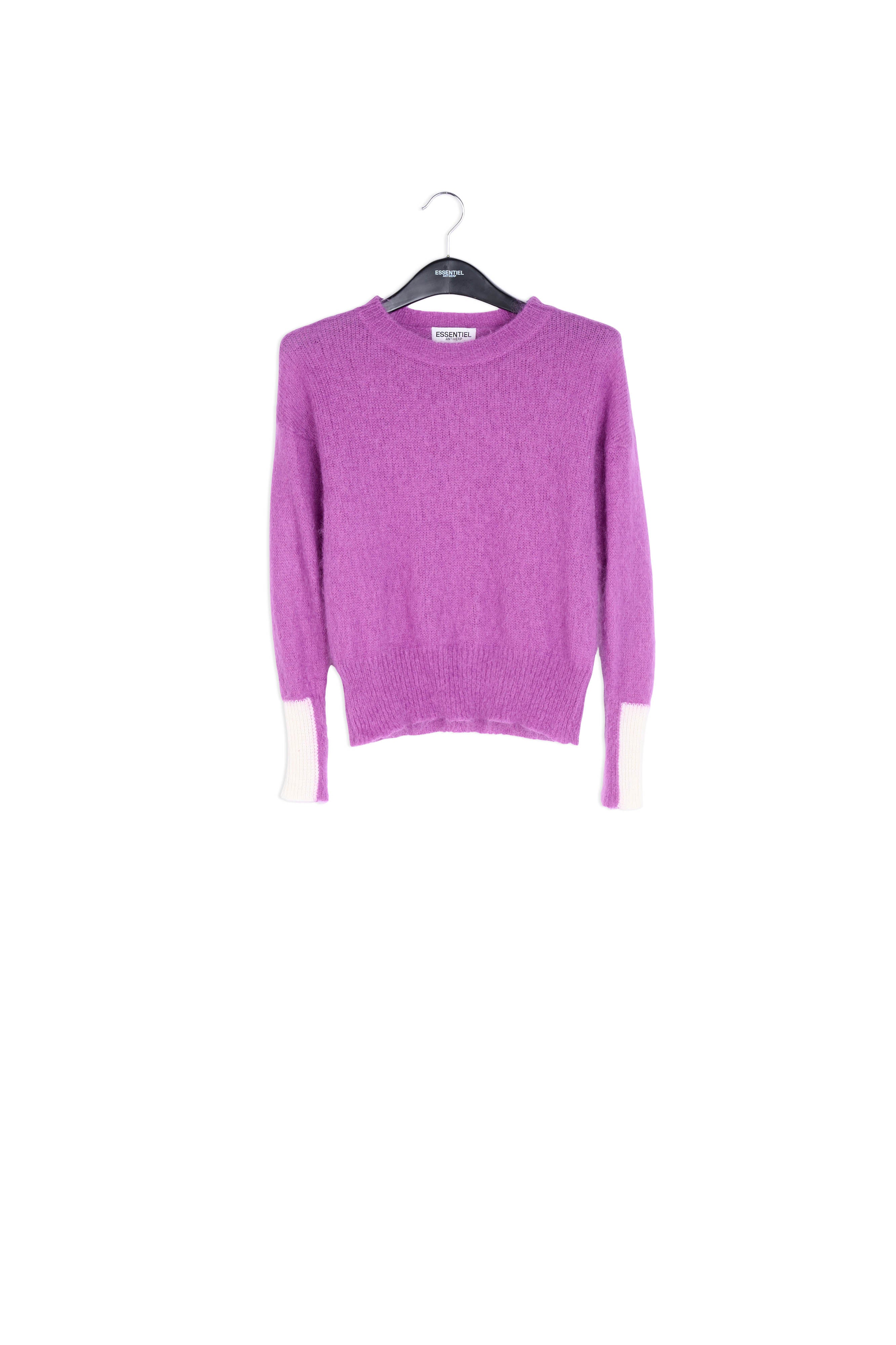 Purple light knit sweater with contrasting cuffs RE—SSENTIEL | Essentiel second hand