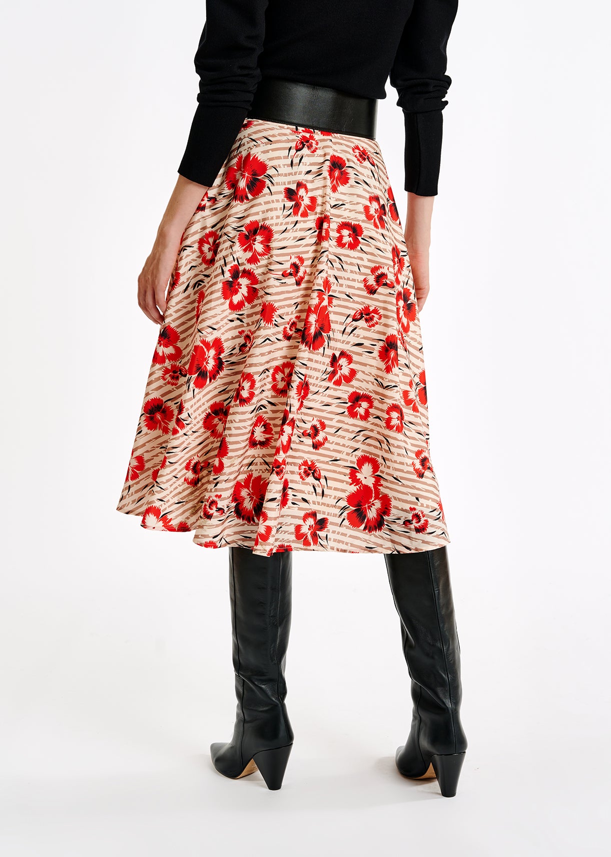 A-lijn rok met strepen en rode bloemen RE—SSENTIEL | Essentiel second hand