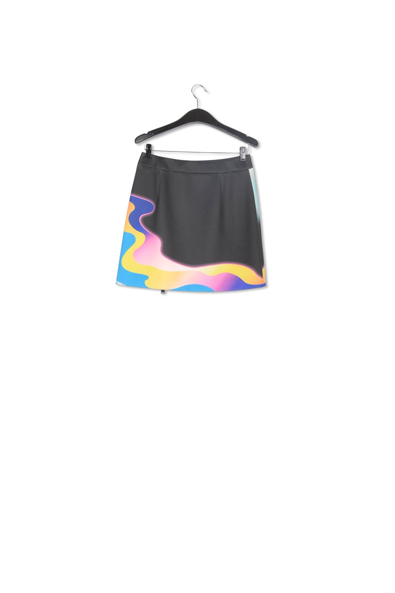 Black mini skirt with multicolor print RE—SSENTIEL | Essentiel second hand
