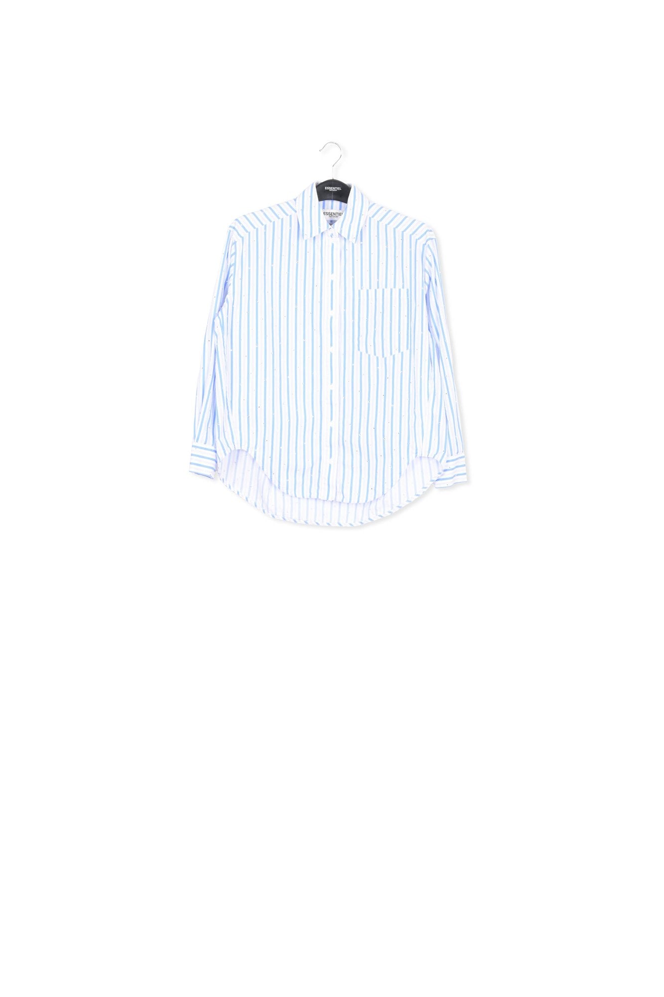 White and blue striped cotton shirt with rhinestone embellishments RE—SSENTIEL | Essentiel second hand