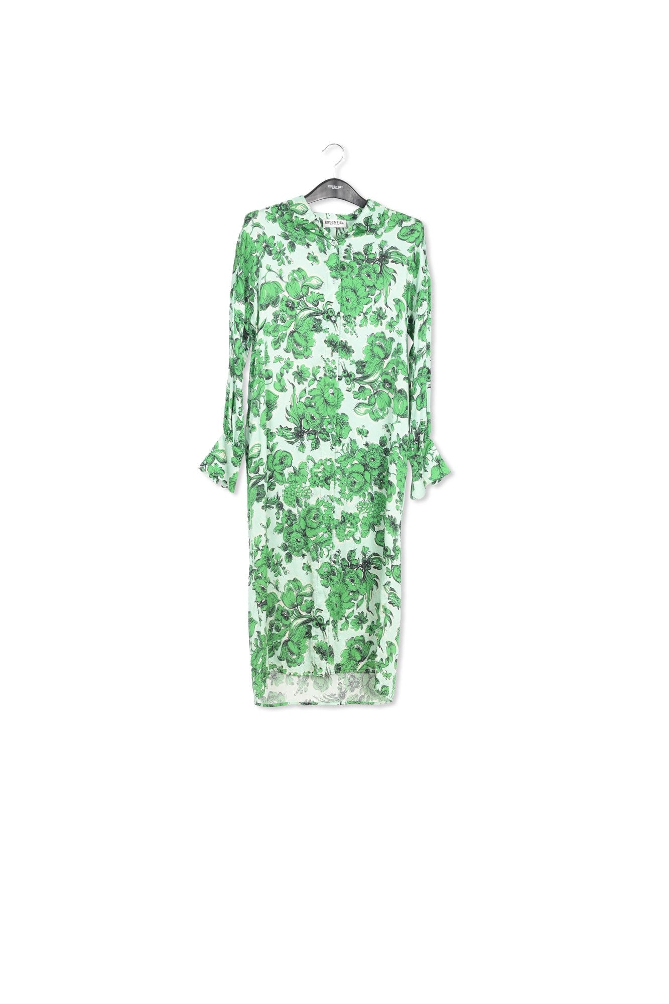 Light blue and green floral silk shirt dress RE—SSENTIEL | Essentiel second hand