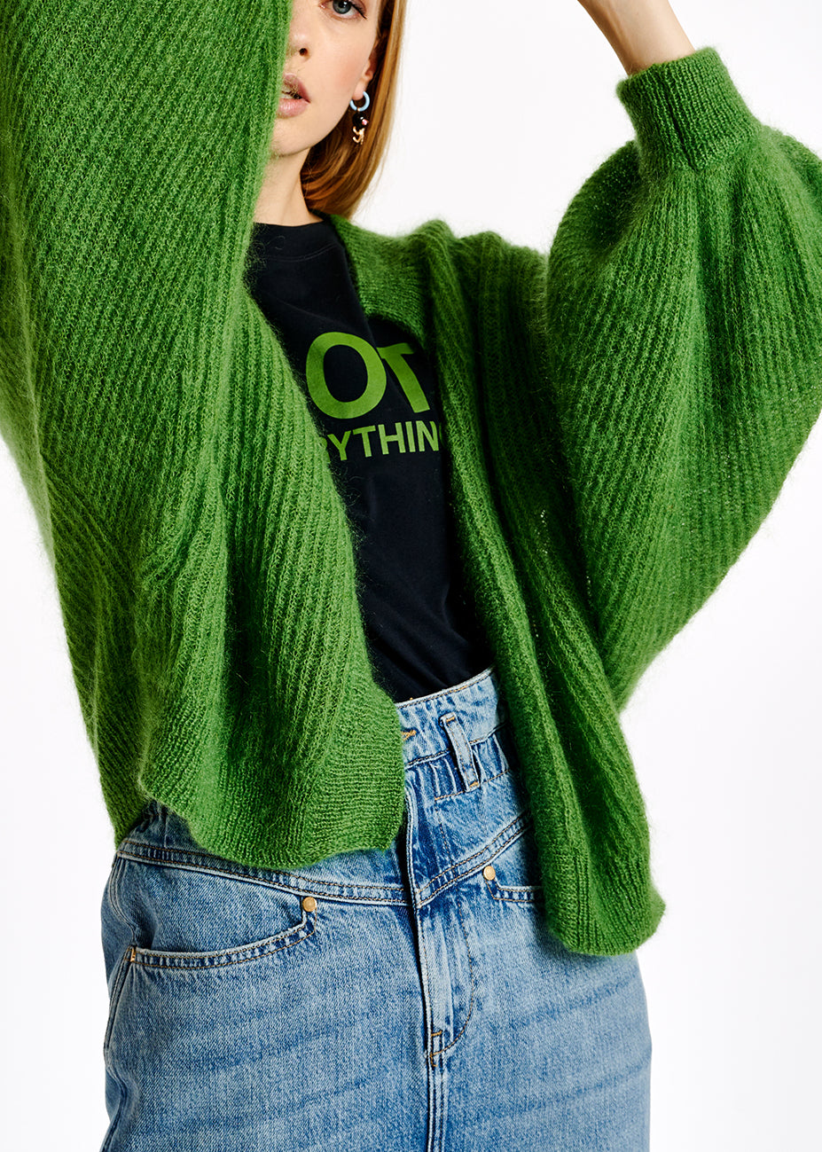 Cardigan vert en mohair et laine RE—SSENTIEL | Essentiel second hand