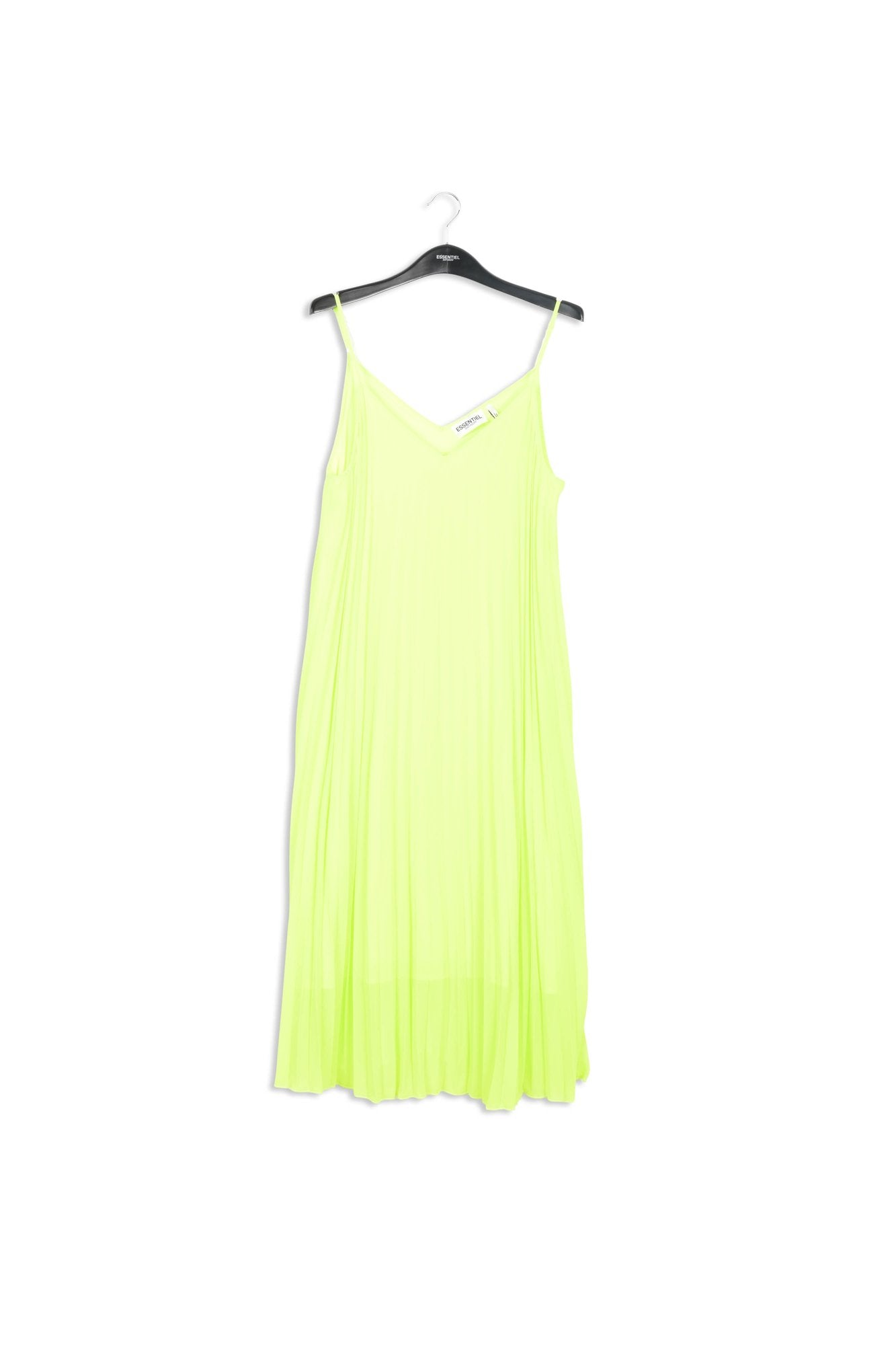 Neon yellow plissé midi-length slip dress RE—SSENTIEL | Essentiel second hand