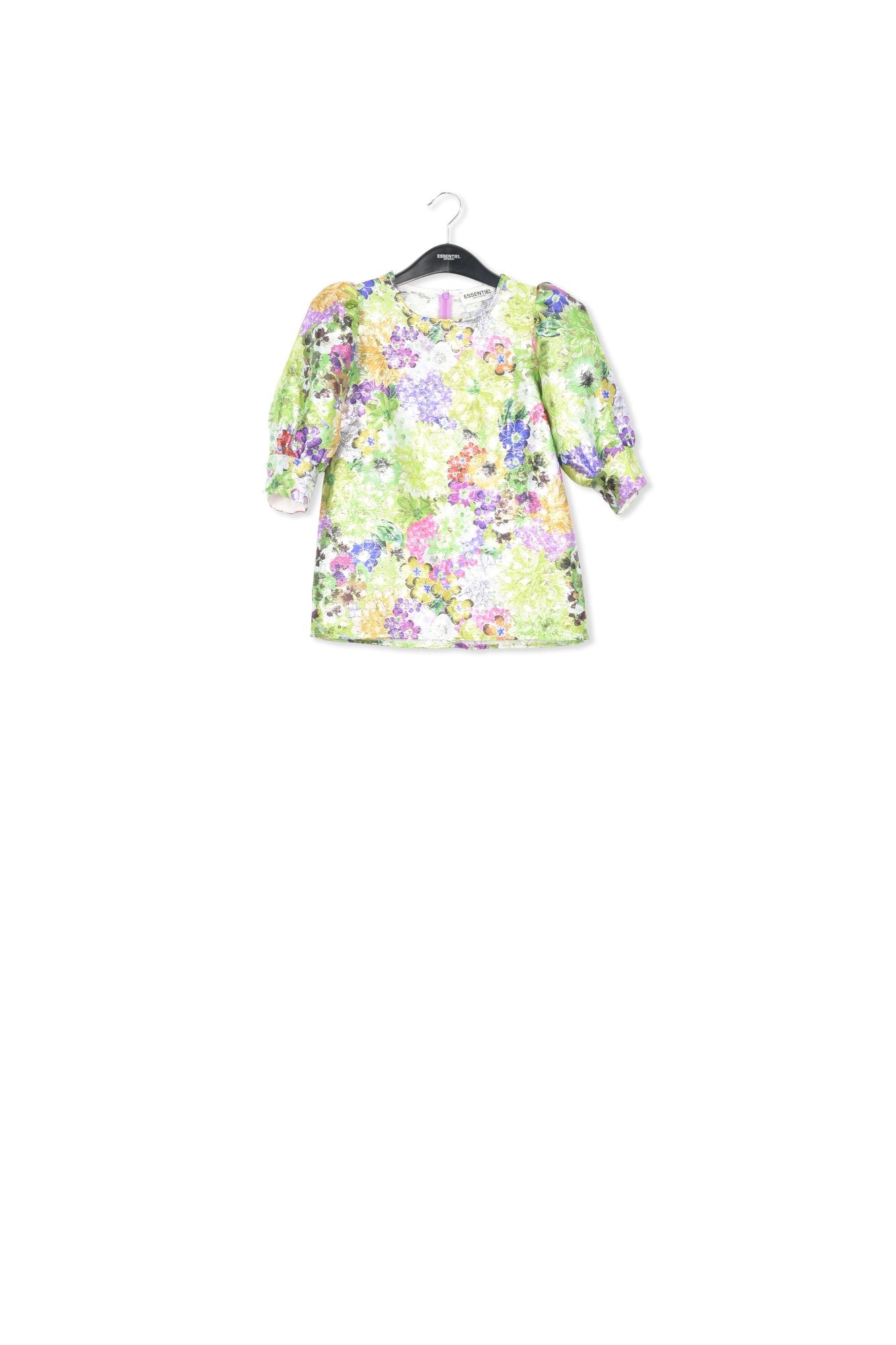 Multicolored floral-print puff sleeve top RE—SSENTIEL | Essentiel second hand