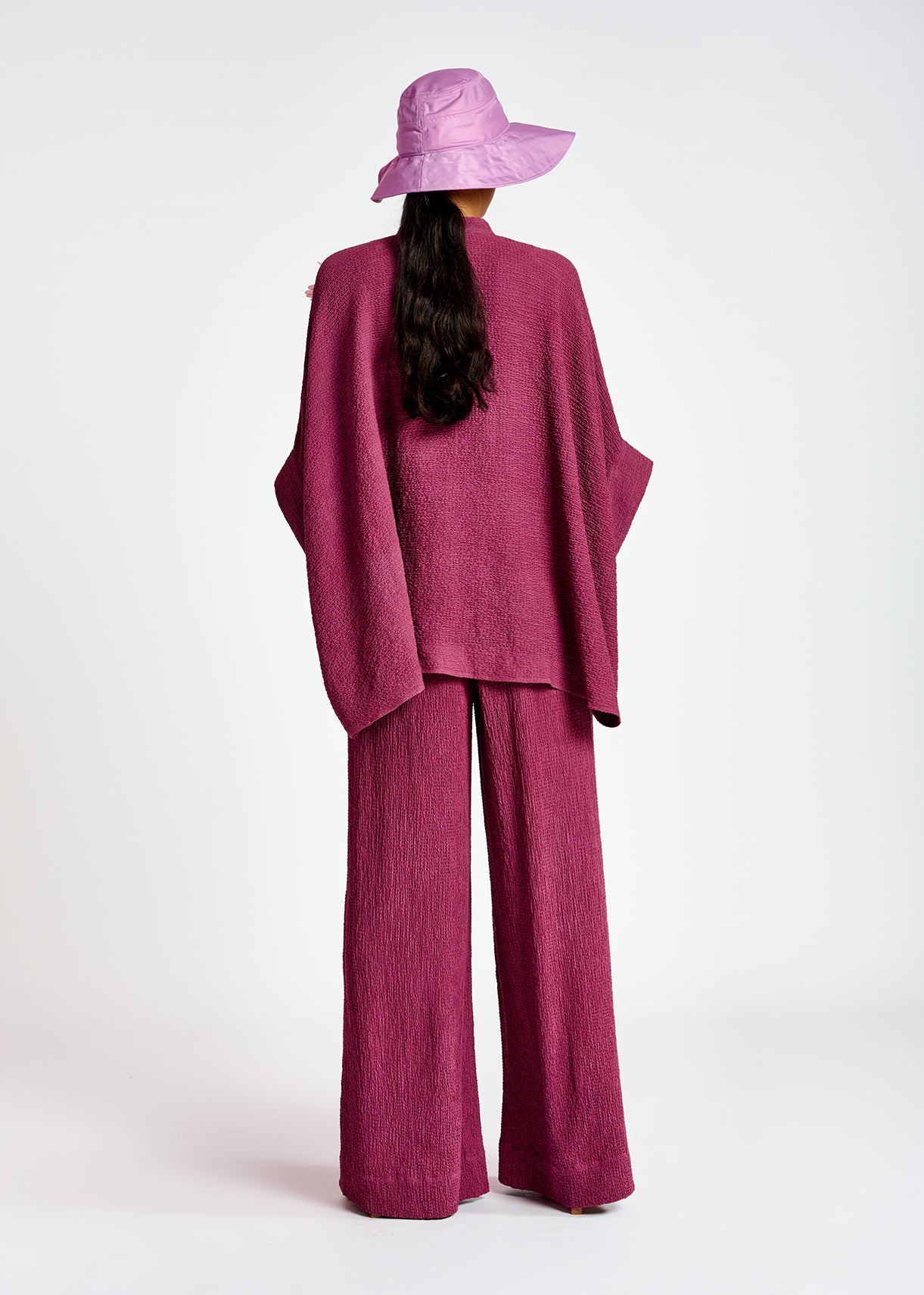 Purple wide-leg seersucker pants RE—SSENTIEL | Essentiel second hand