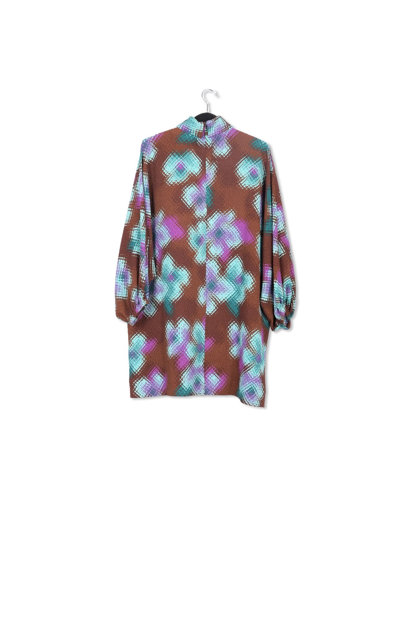 Robe brune, bleue et pourpre à  col montant RE—SSENTIEL | Essentiel second hand