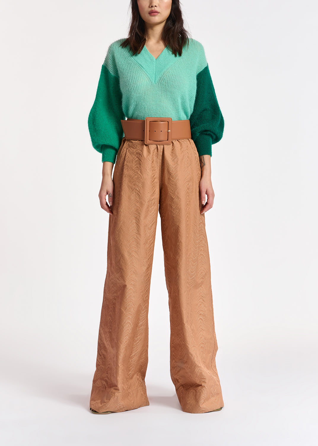 Turquoise v-neck mohair-blend sweater RE—SSENTIEL | Essentiel second hand