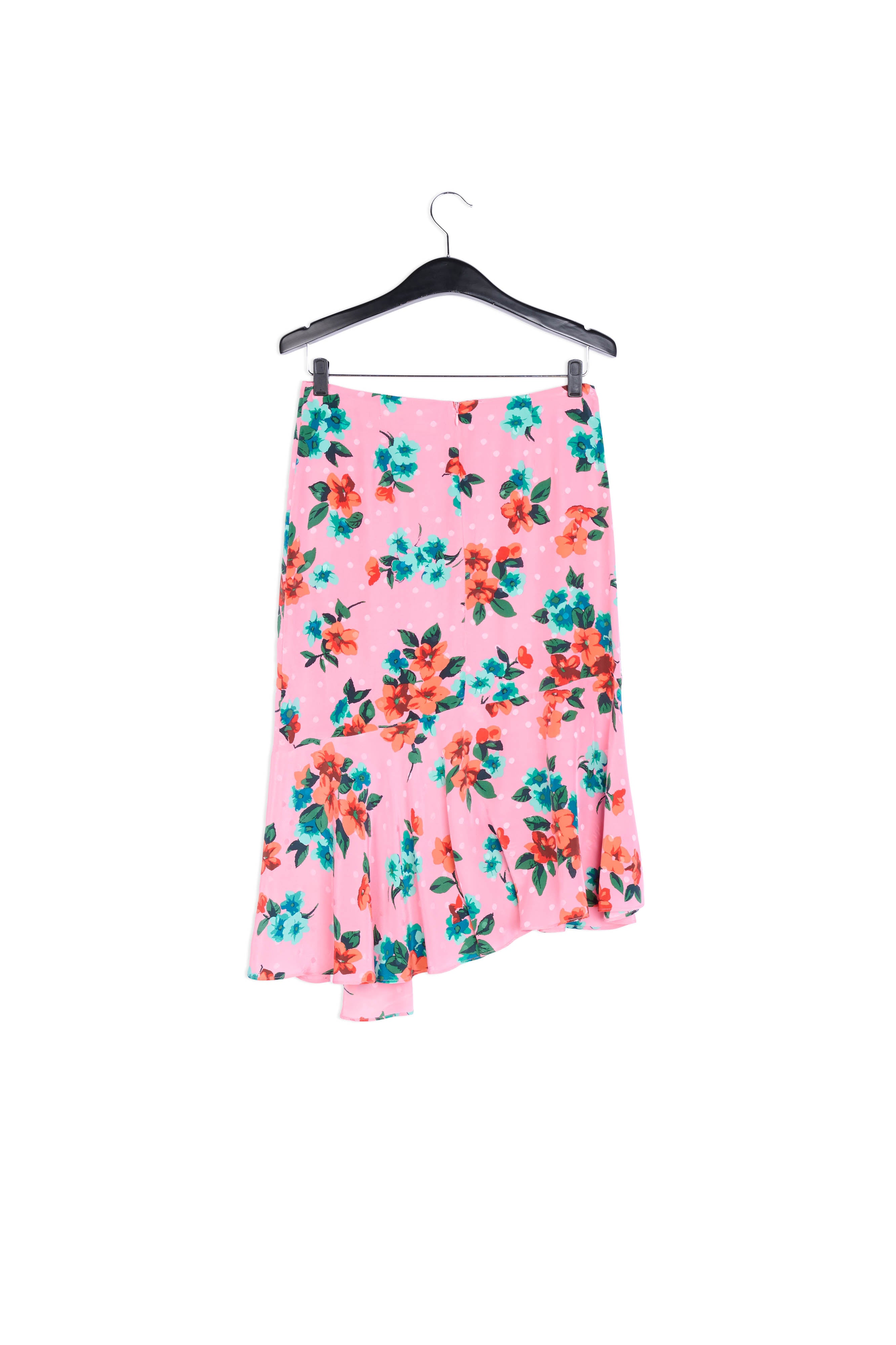 Jupe rose en soie à fleurs et à pois RE—SSENTIEL | Essentiel second hand