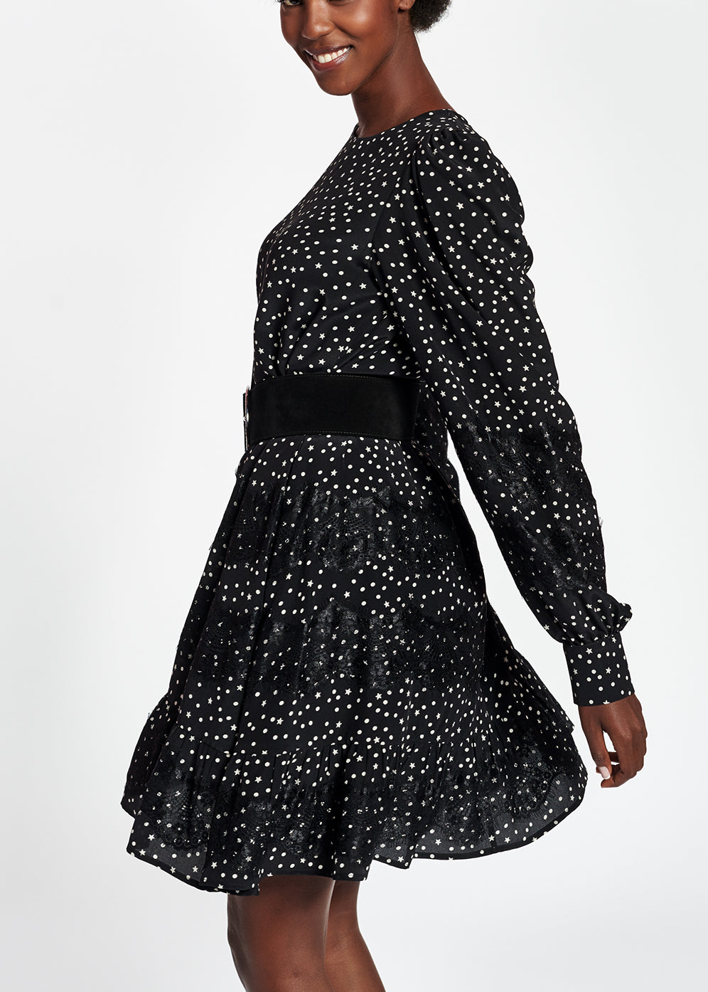 Black lace-trimmed mini dress RE—SSENTIEL | Essentiel second hand