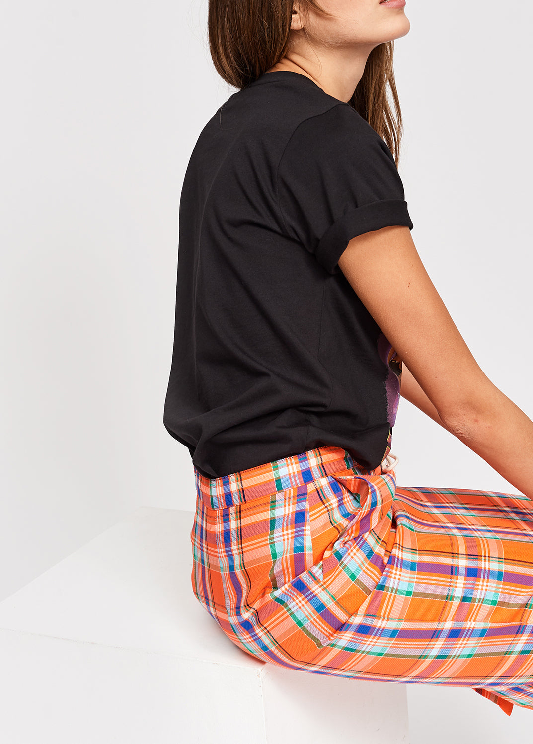 Orange plaid straight skirt RE—SSENTIEL | Essentiel second hand