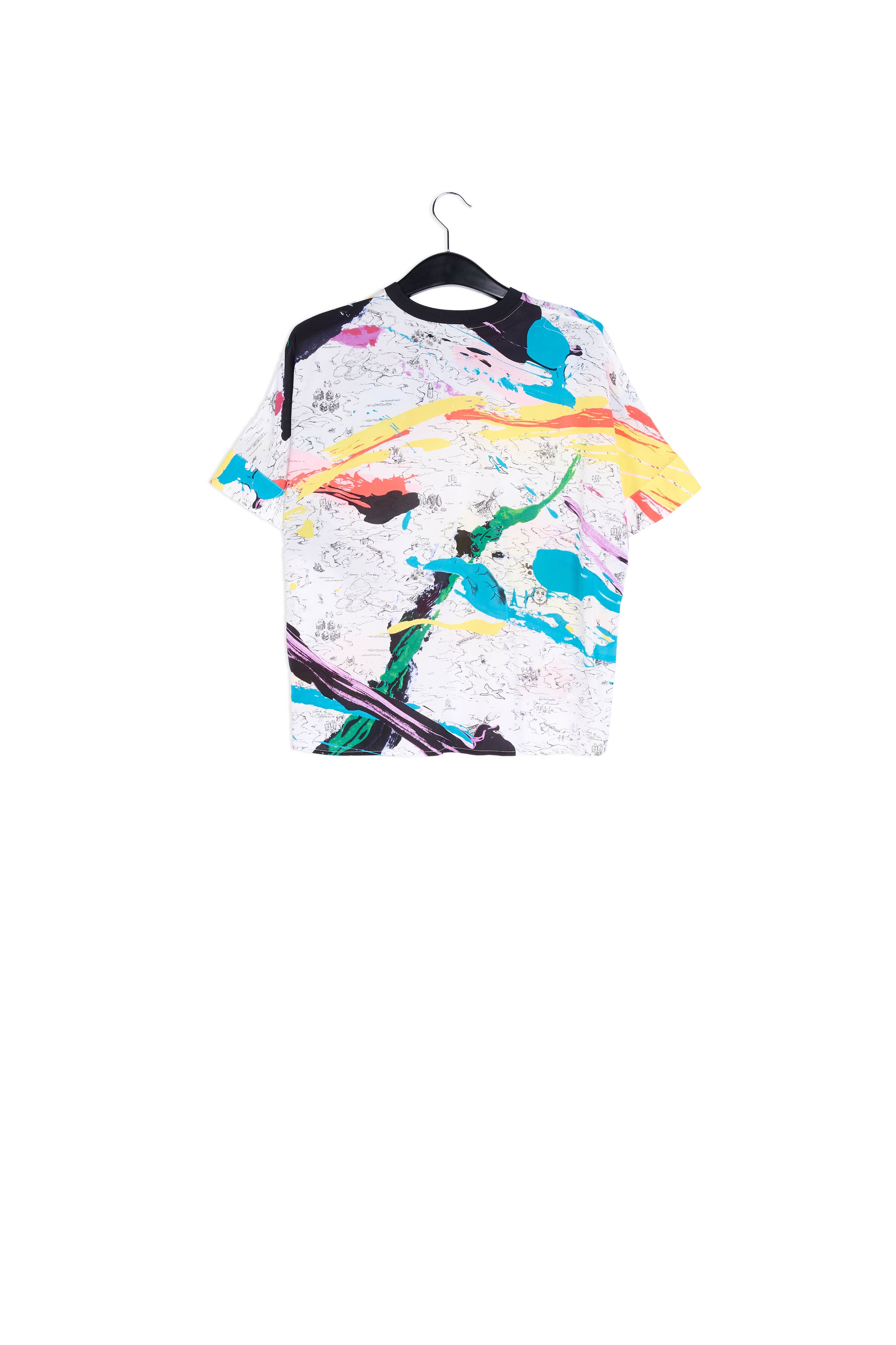 Off-white boxy top with colorful splatters RE—SSENTIEL | Essentiel second hand