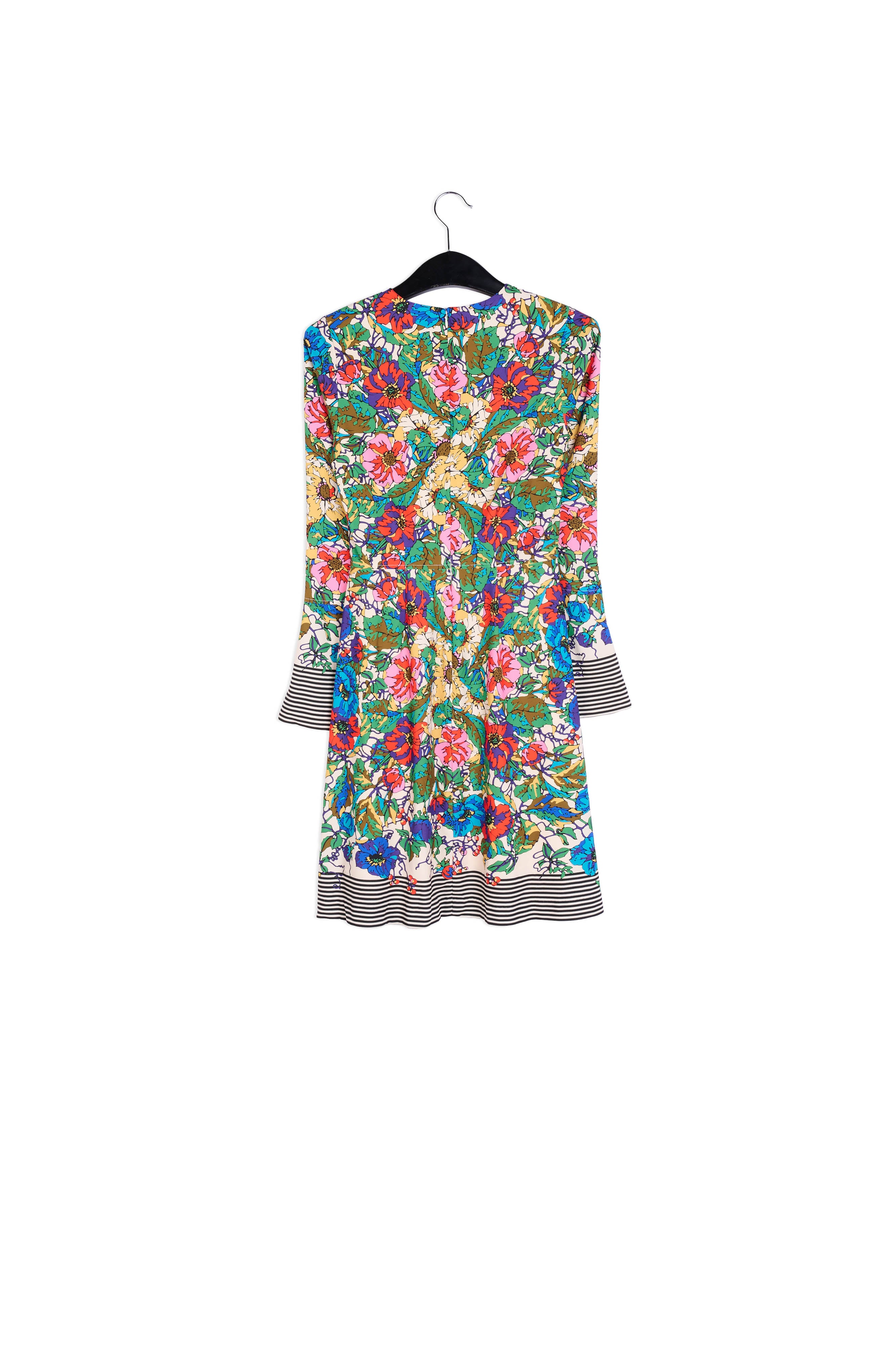 Gebroken witte mini-jurk met strepen en bloemenprint RE—SSENTIEL | Essentiel second hand