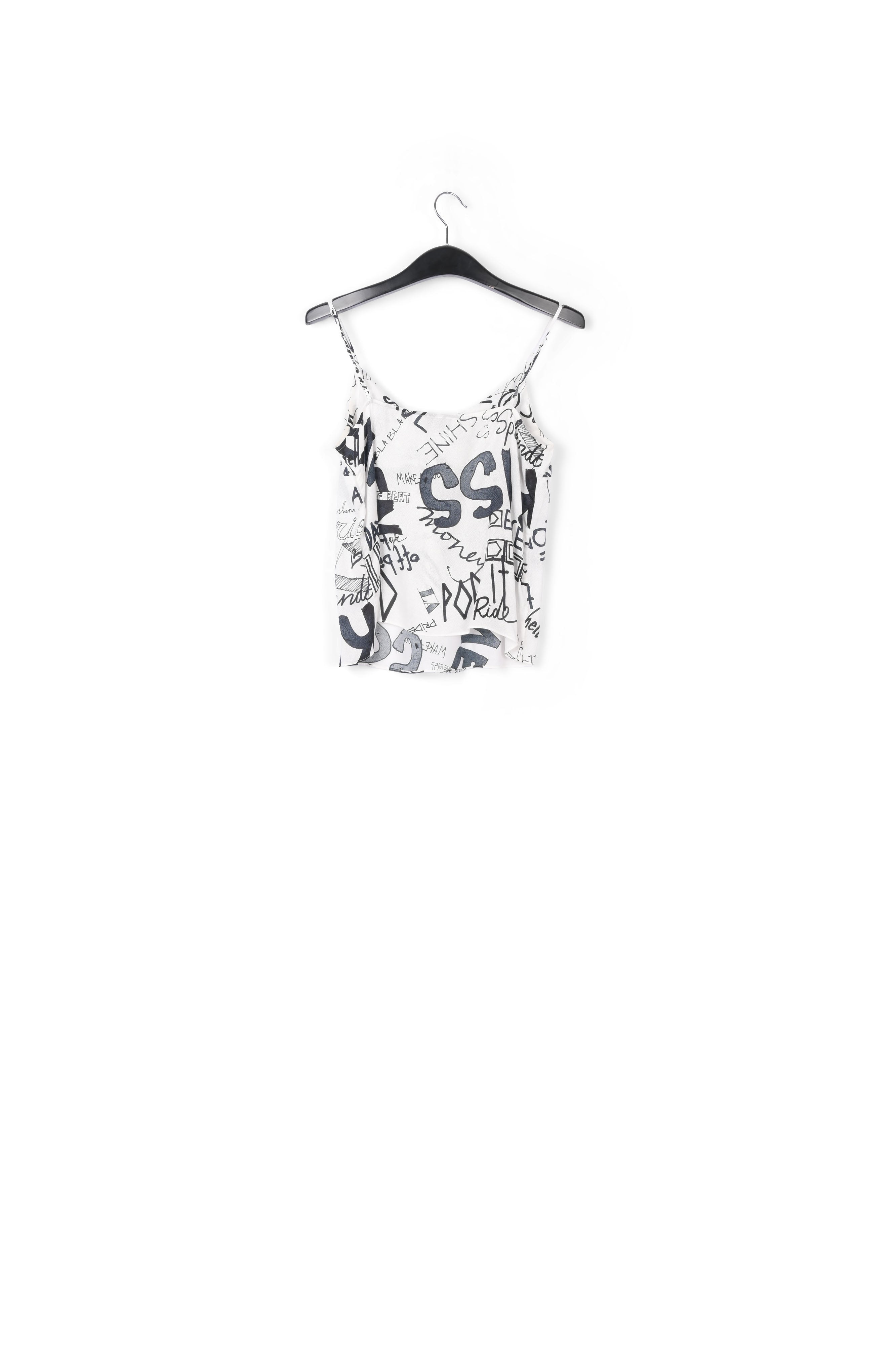 Off-white and black graffiti-print camisole RE—SSENTIEL | Essentiel second hand
