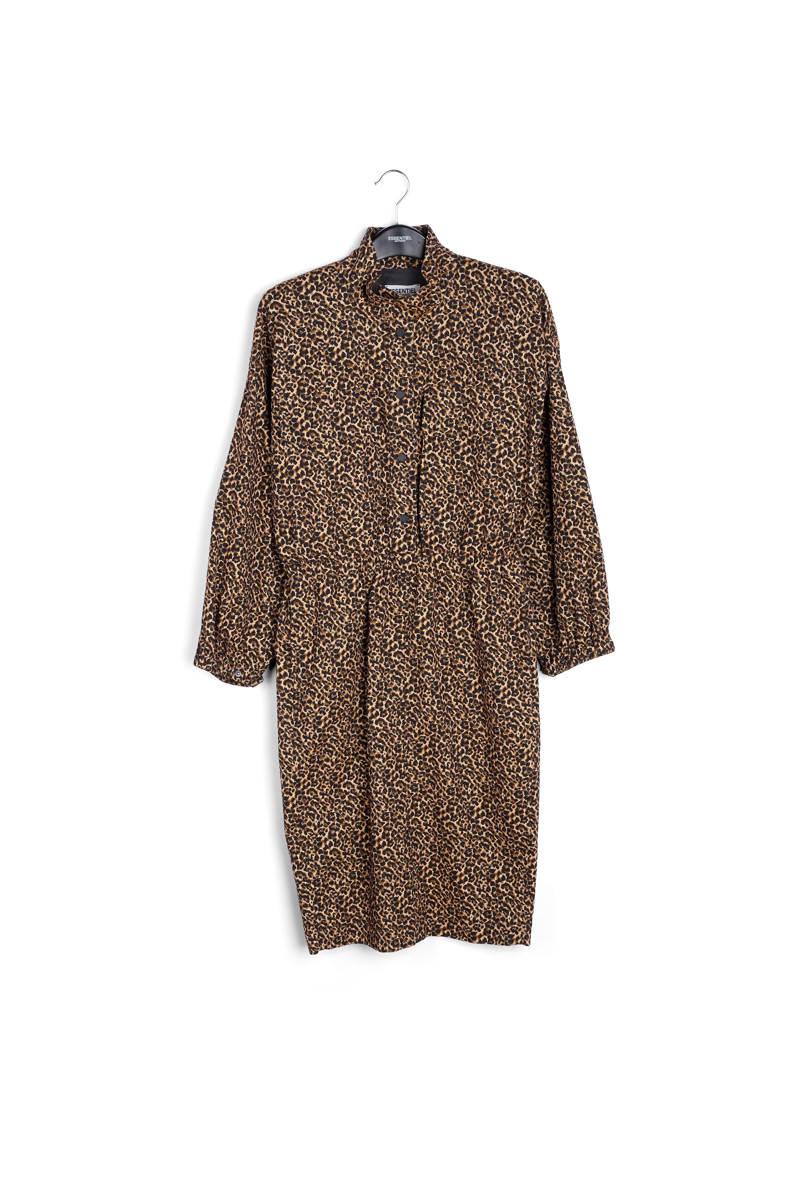 Jurk op knielengte in luipaardjacquard RE—SSENTIEL | Essentiel second hand