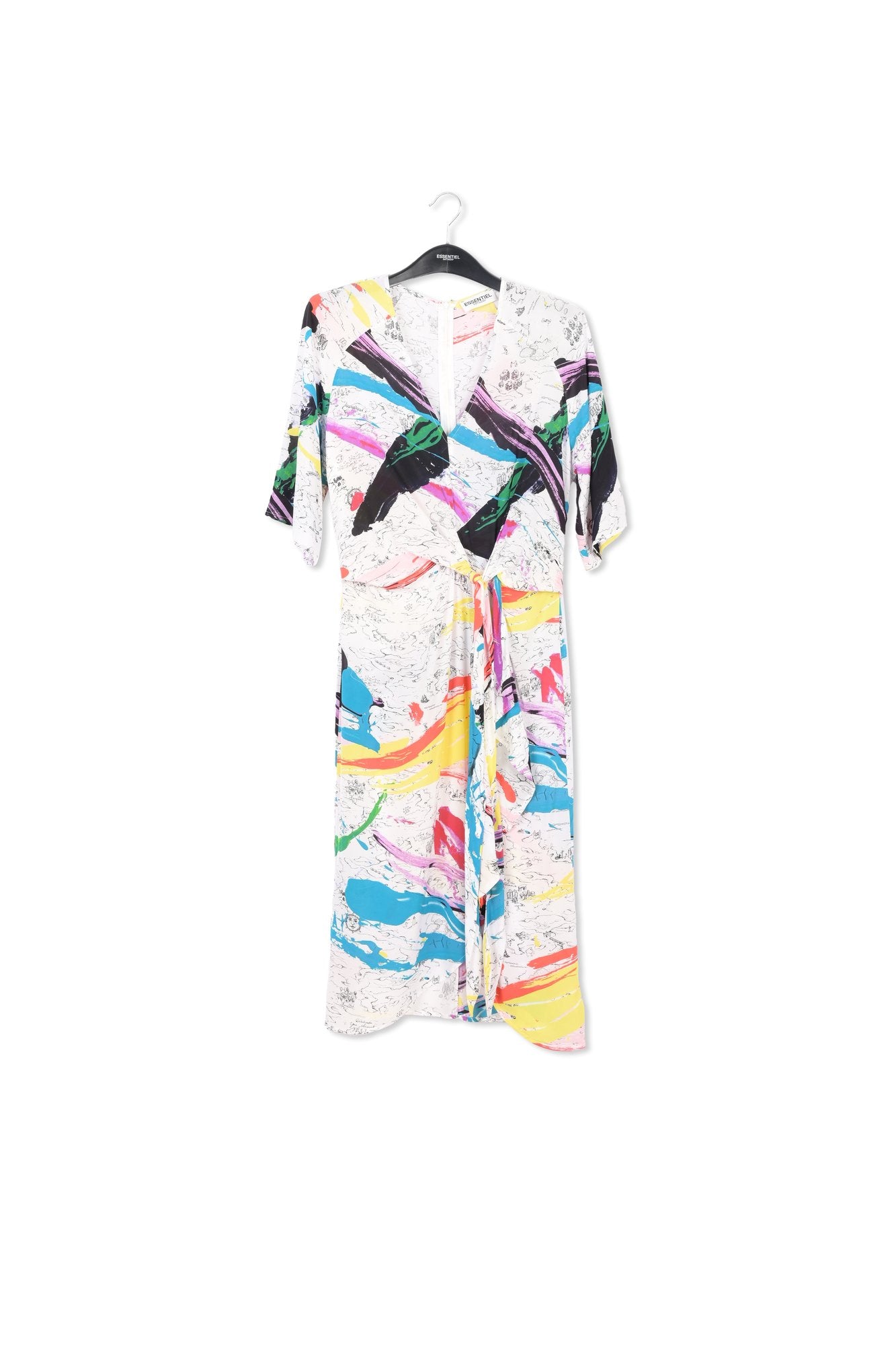 Robe midi blanc cassé à  imprimé multicolore RE—SSENTIEL | Essentiel second hand