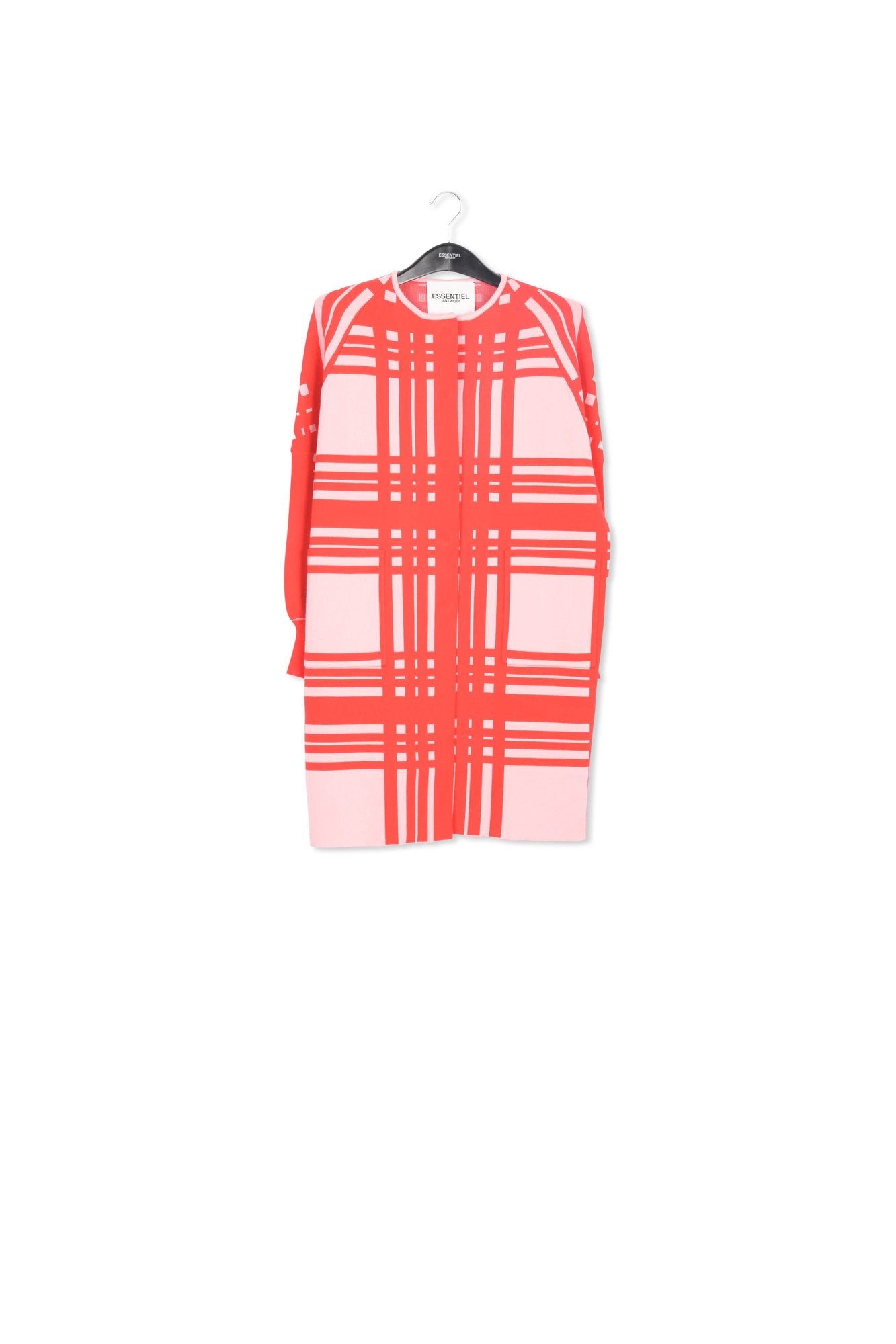 Cardigan à  carreaux rose clair et rouge RE—SSENTIEL | Essentiel second hand