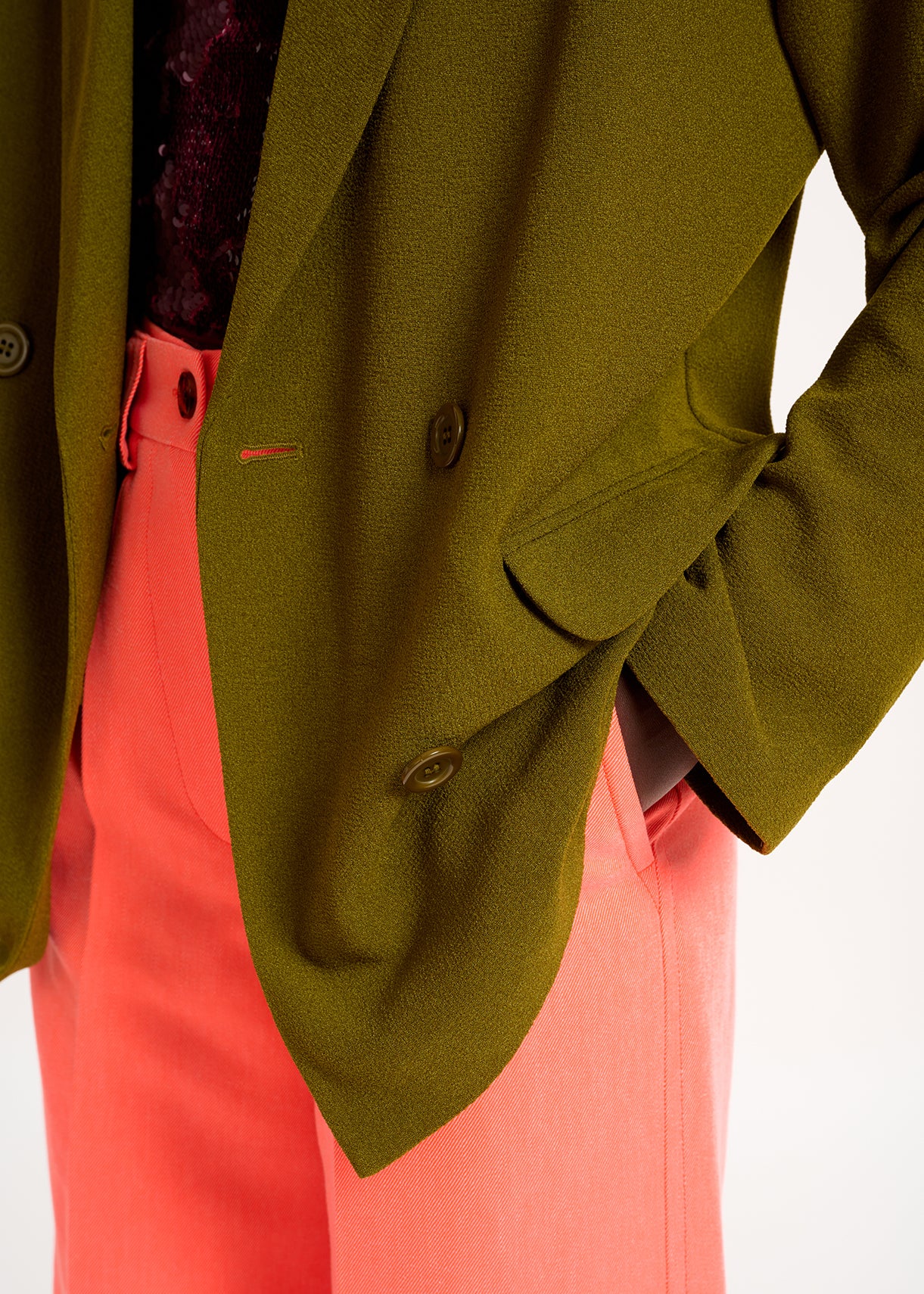 Blazer croisé kaki RE—SSENTIEL | Essentiel second hand