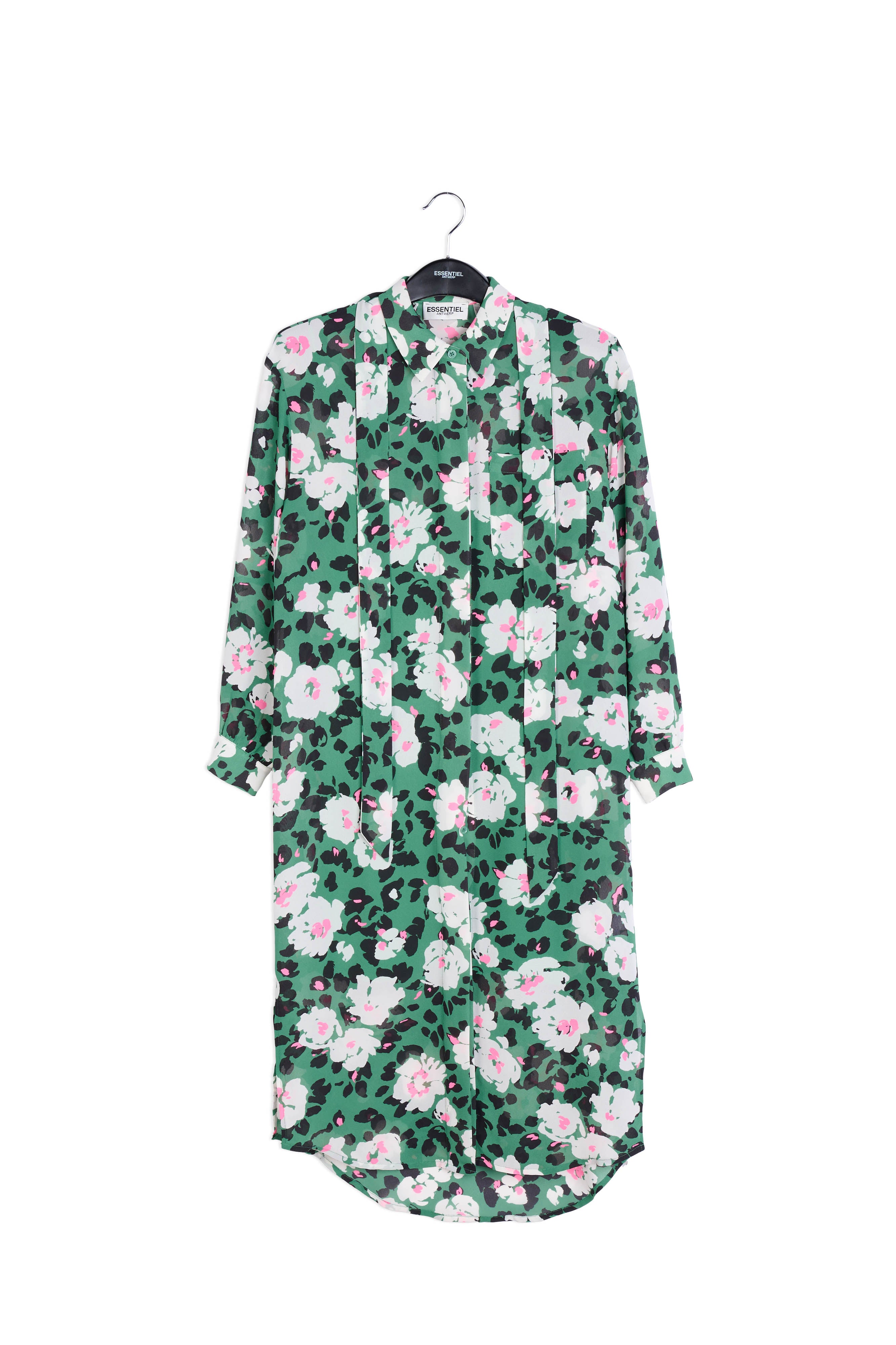 Green floral-print shirt dress RE—SSENTIEL | Essentiel second hand