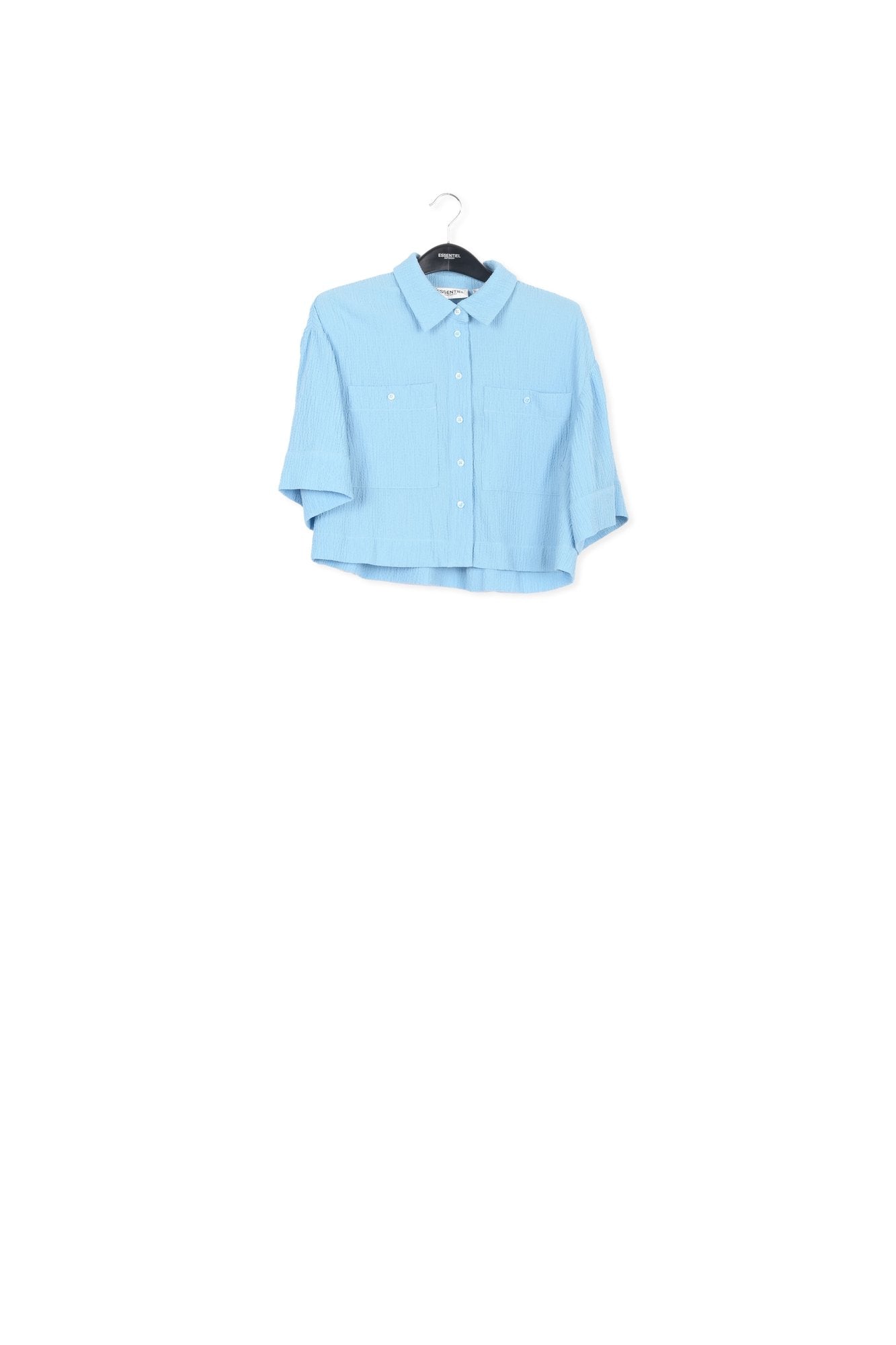 Light blue seersucker cropped shirt RE—SSENTIEL | Essentiel second hand