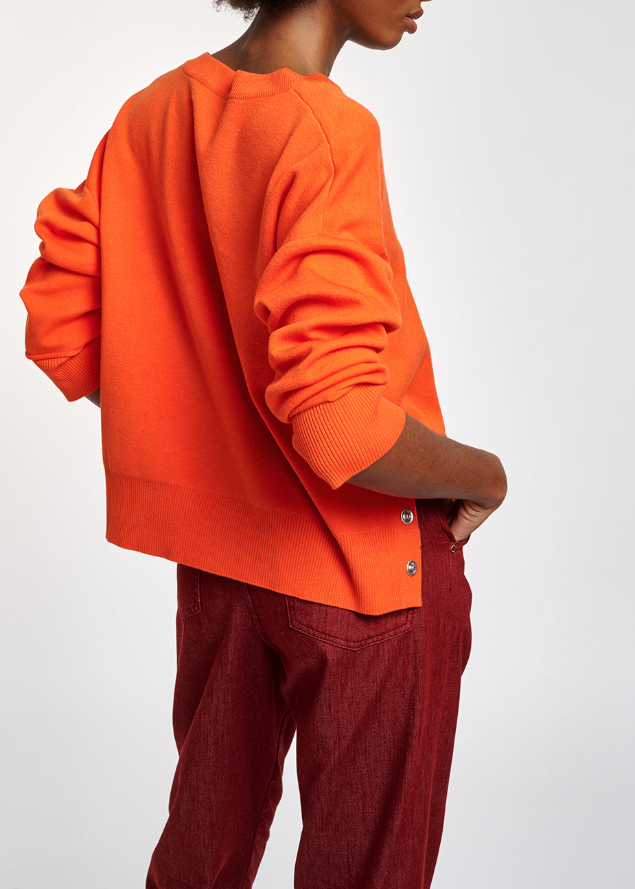 Orange boxy V-neck sweater RE—SSENTIEL | Essentiel second hand