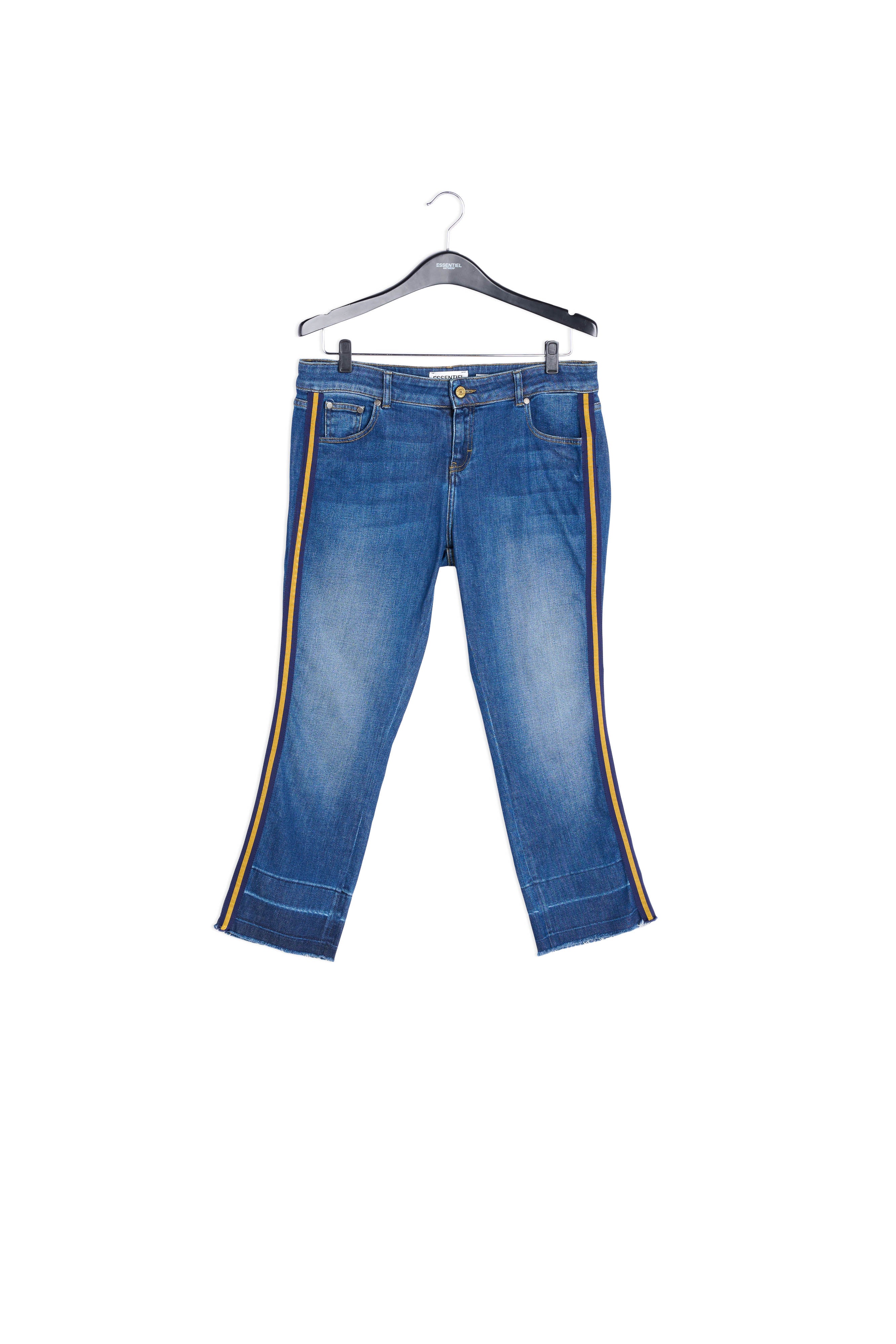 Blauwe slim jeans met gele zijstreep RE—SSENTIEL | Essentiel second hand