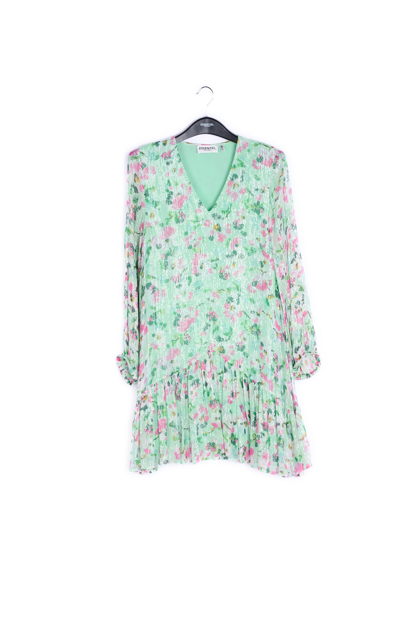 Robe trapèze vert menthe à imprimé floral RE—SSENTIEL | Essentiel second hand
