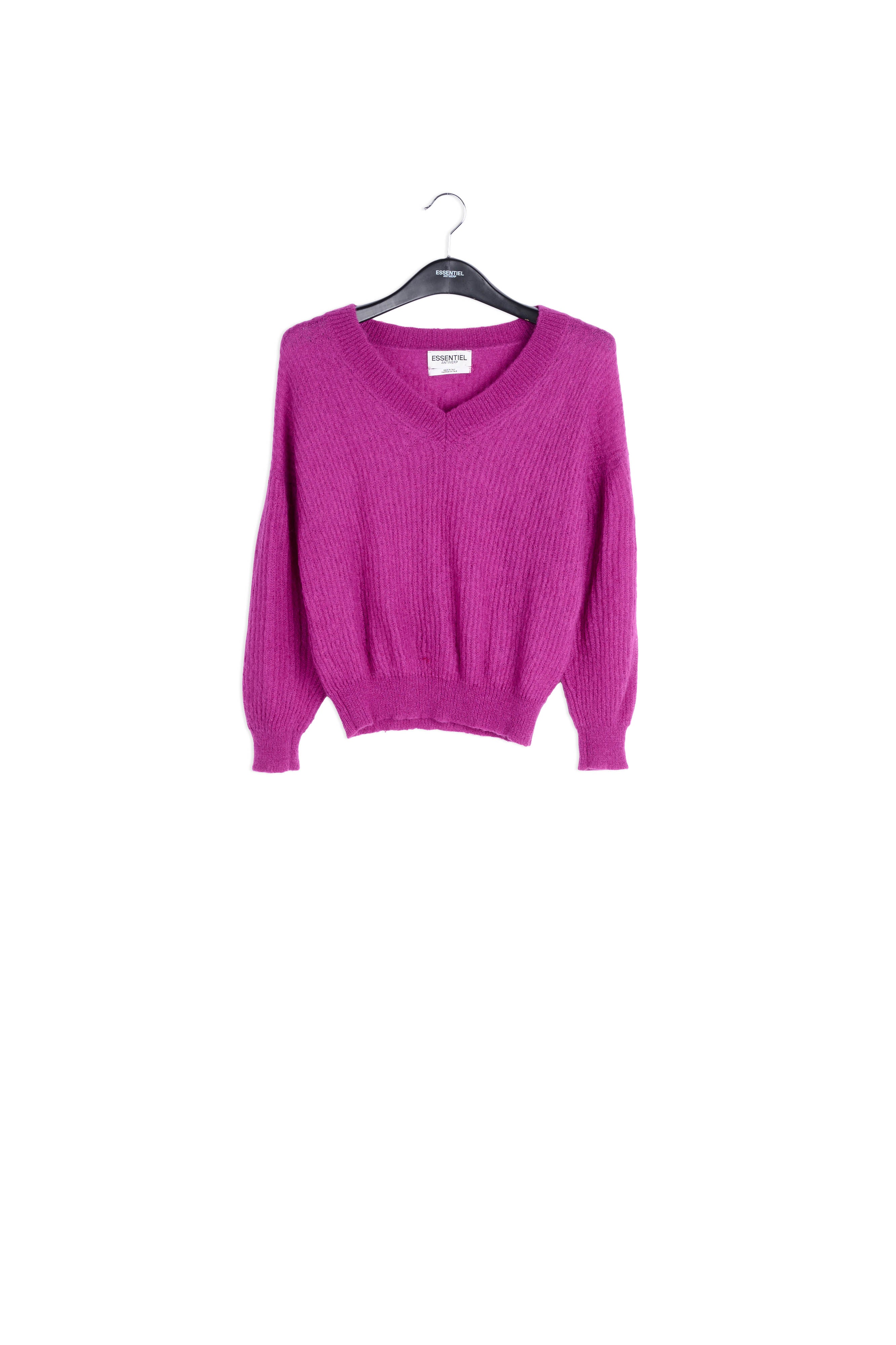 Purple mohair blend v-neck sweater RE—SSENTIEL | Essentiel second hand