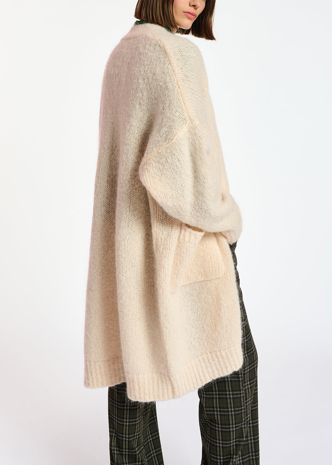 Off-white midi-length mohair-blend cardigan RE—SSENTIEL | Essentiel second hand
